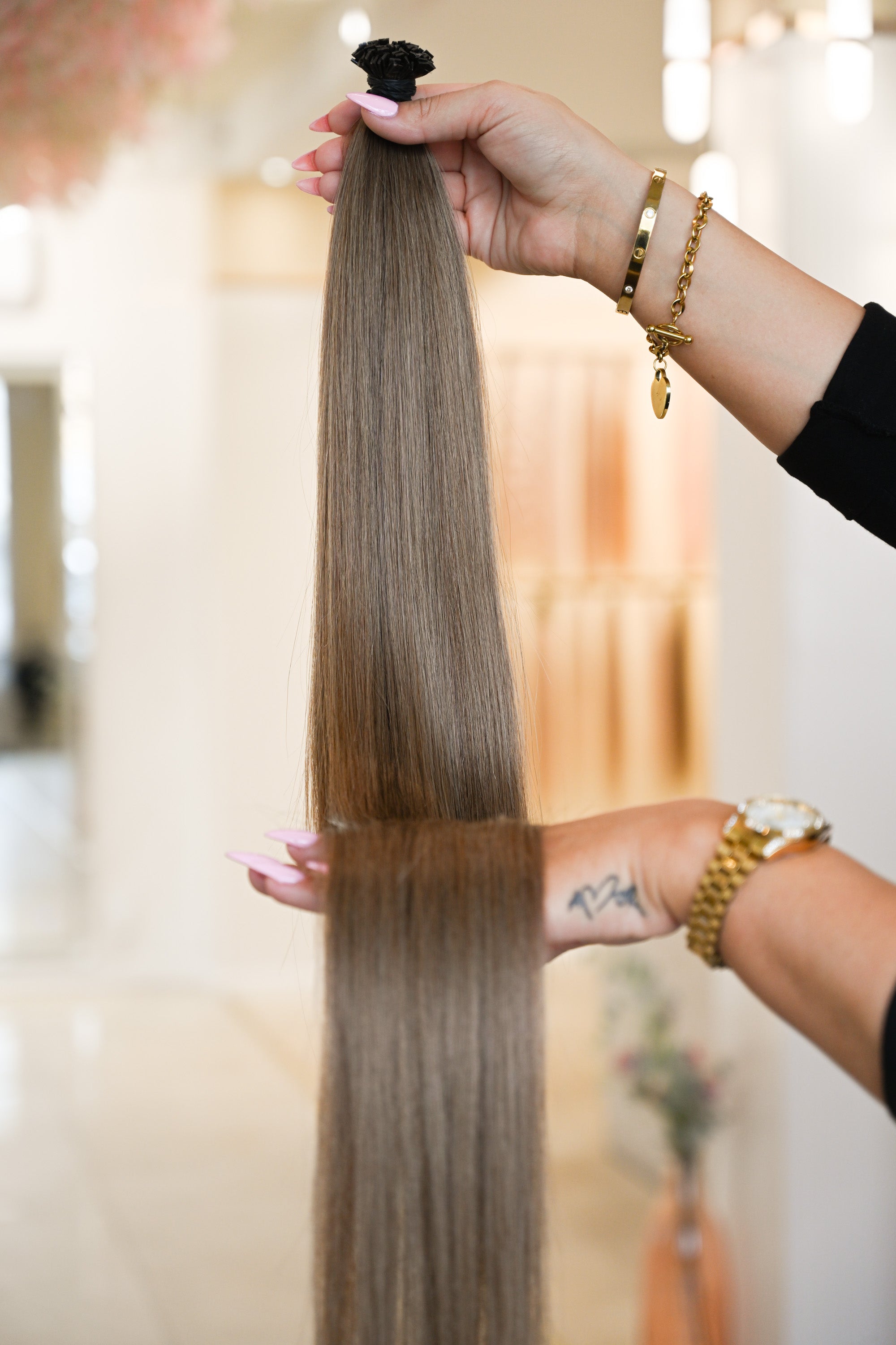 #5A MITTELASCHBRAUN US WELLIGE KERATIN BONDINGS SCHWARZE 85CM ♡