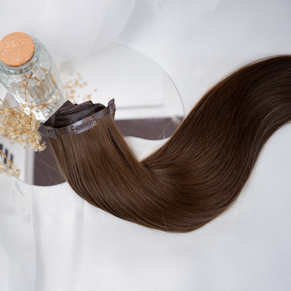 #CHESTNUT BROWN - INVISIBLE CLIP EXTENSIONS ♡