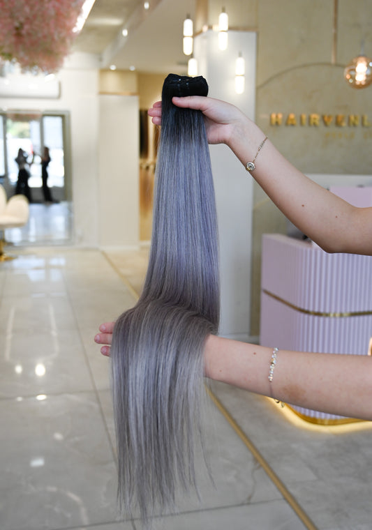 #NATURAL/GREY ECHTHAAR TRESSEN 65CM ♡