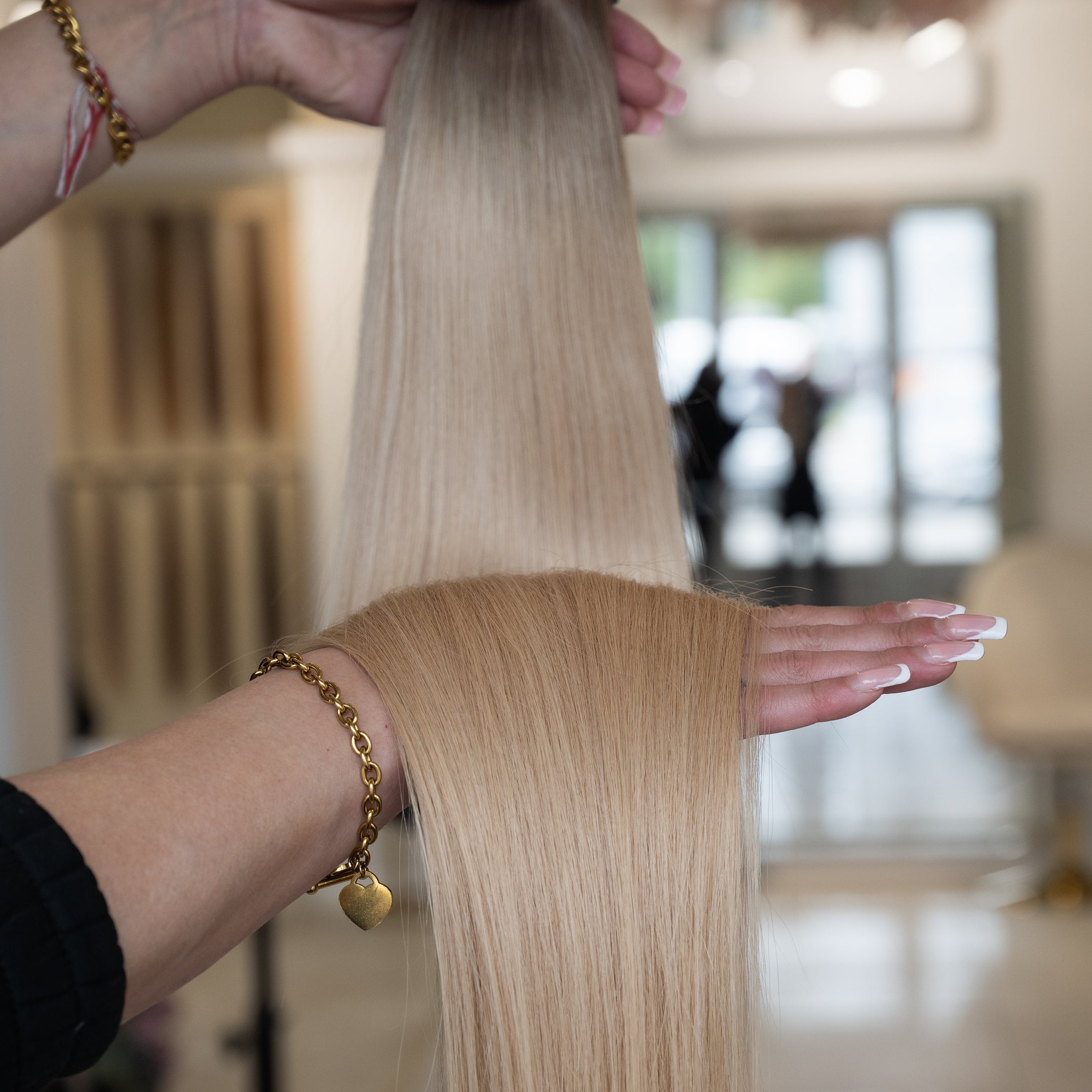 #BERGEN BLOND SANDBLOND OMRÉ US WELLIGE TRESSEN ECHTHAAR GENIUS WEFT EXTENSIONS 65CM♡