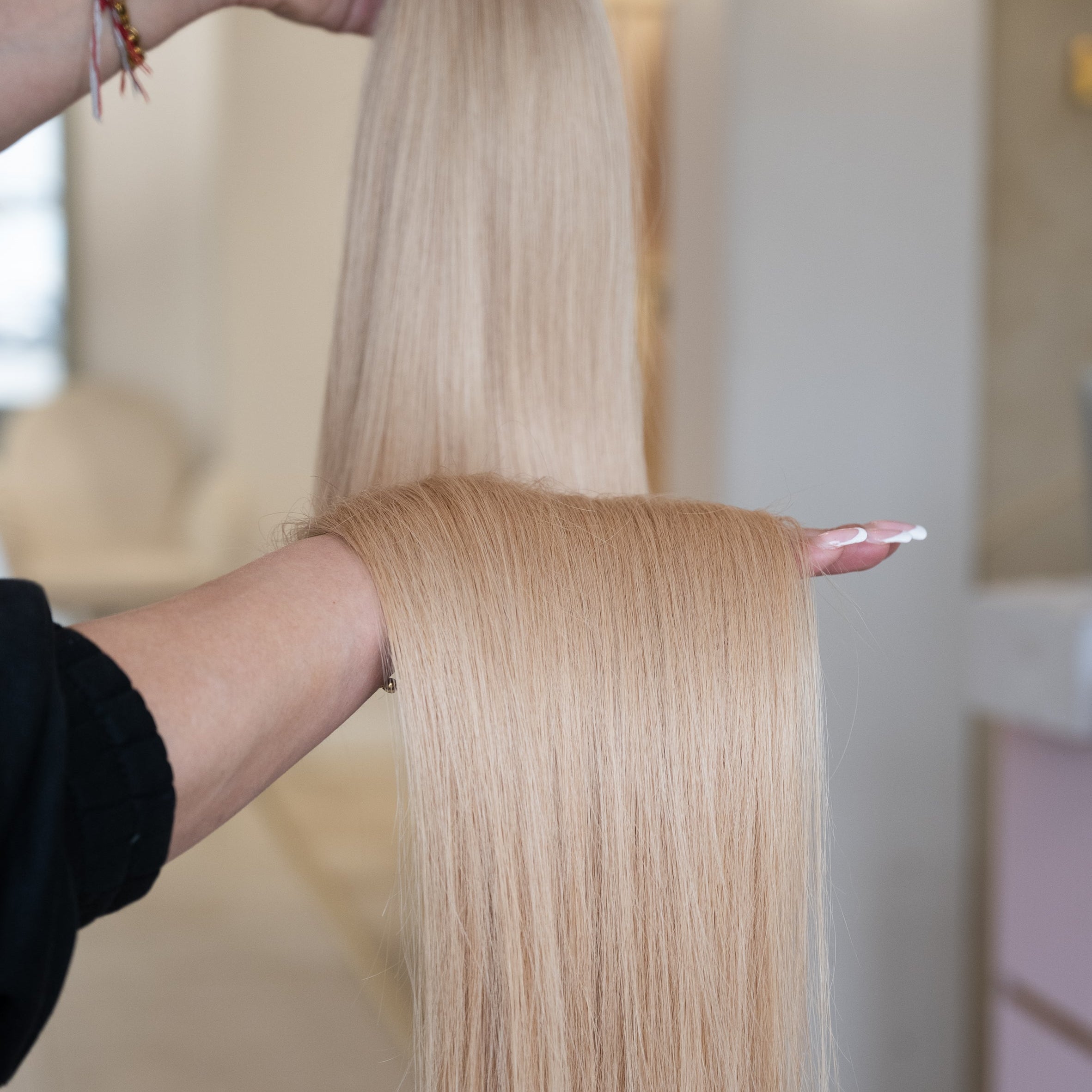 #24A SANDBLOND US WELLIGE TRESSEN ECHTHAAR GENIUS WEFT EXTENSIONS 65CM♡
