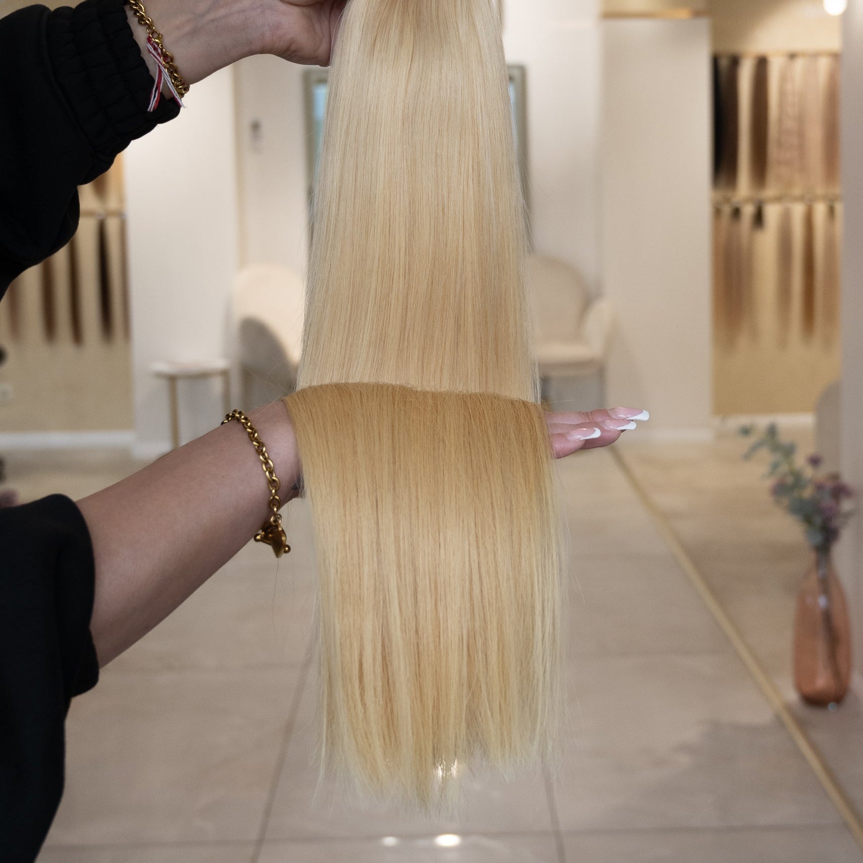 #27 GOLDBLOND US WELLIGE TRESSE ECHTHAAR GENIUS WEFT EXTENSIONS 65CM♡