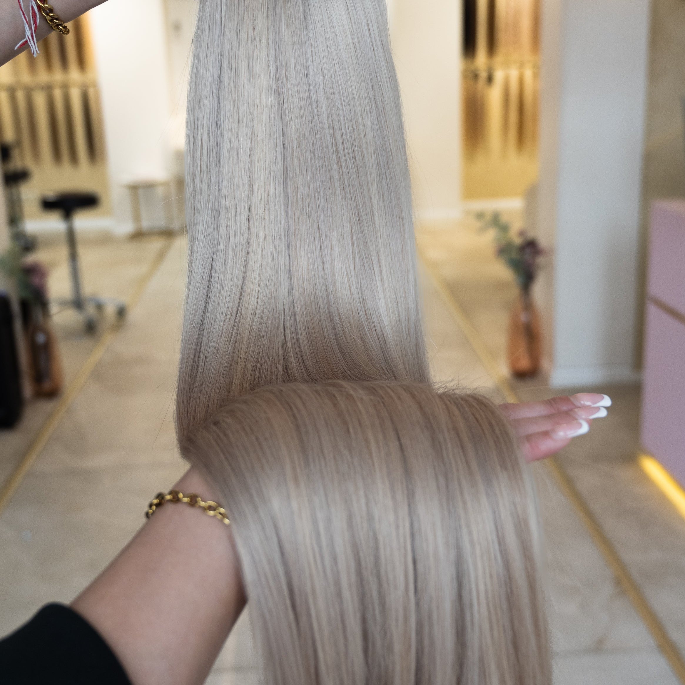 #VIKING BLOND GESTRÄHNTE US WELLIGE TRESSEN ECHTHAAR GENIUS WEFT EXTENSIONS 65CM♡