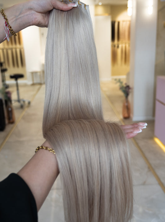 #VIKING BLOND GESTRÄHNTE ECHTHAAR GENIUS WEFT EXTENSIONS 65CM♡