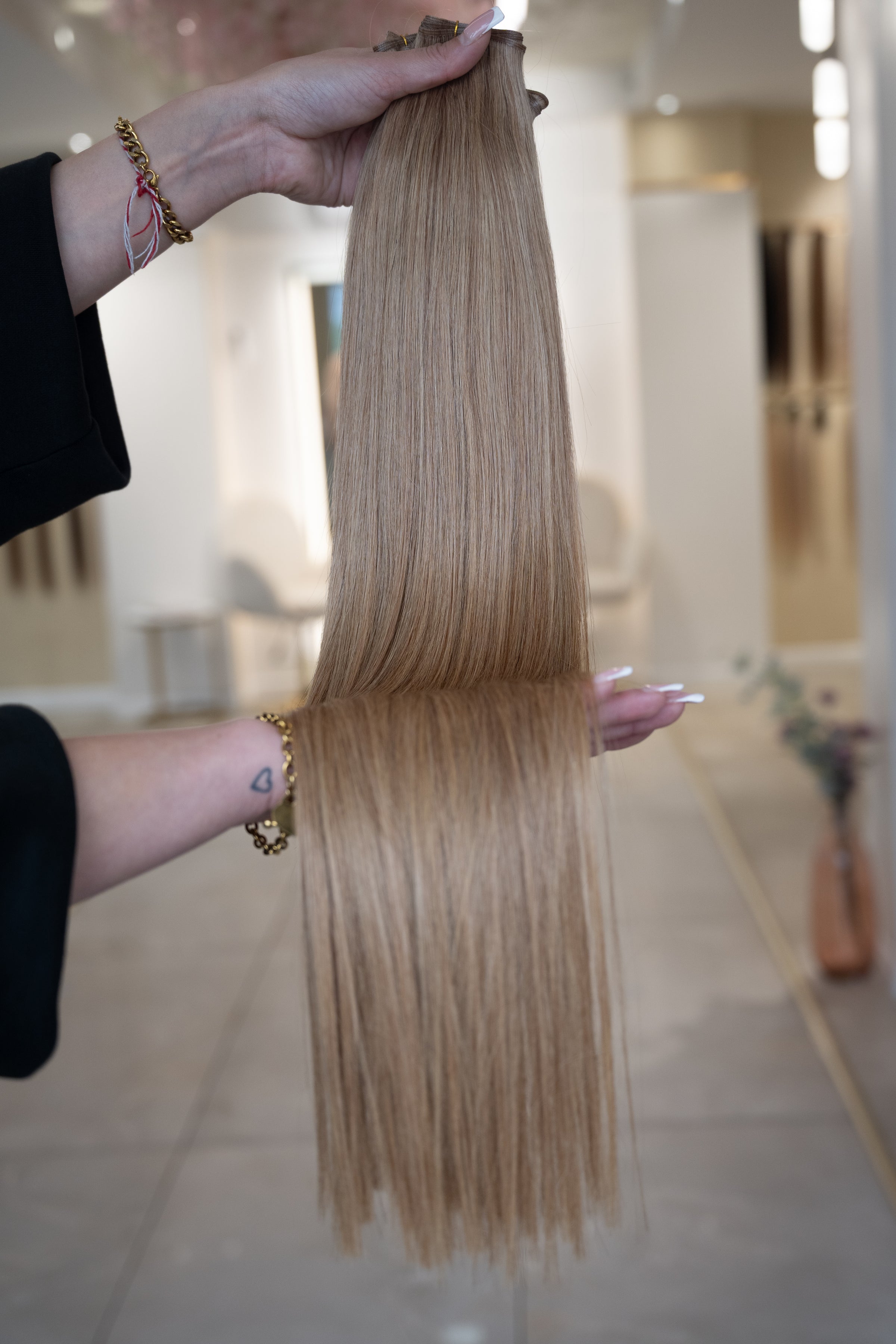 #14A DUNKELBLONDE US WELLIGE TRESSEN ECHTHAAR GENIUS WEFT EXTENSIONS 65CM♡