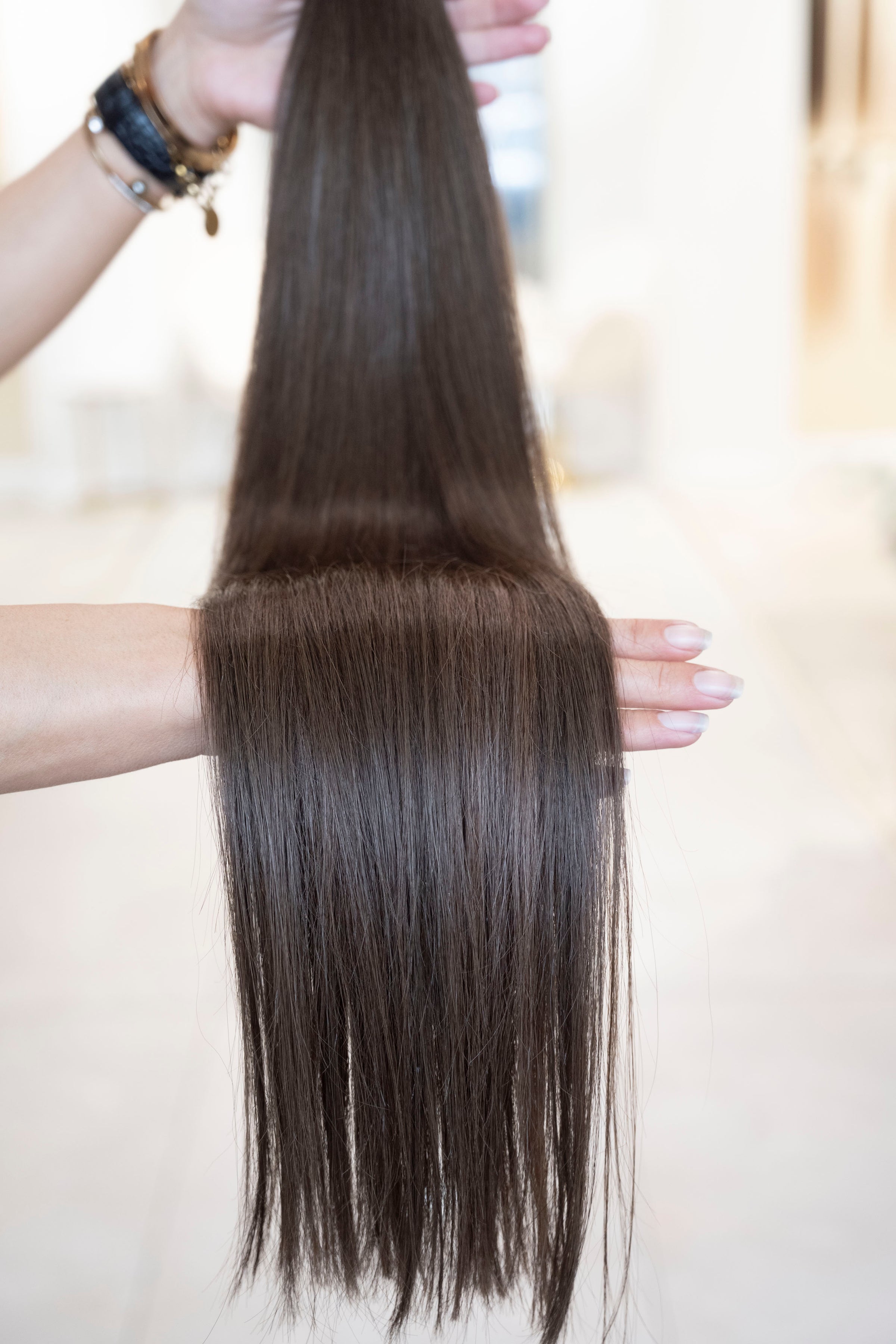 #3A MITTELASCHBRAUNE US WELLIGE TRESSEN ECHTHAAR GENIUS WEFT 65CM ♡