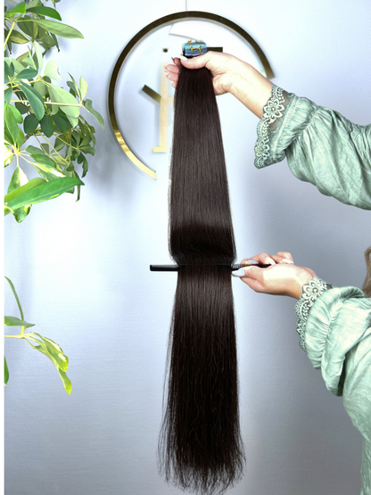 #Natural Schwarz | Schwarze Echthaar Tape Extensions 85 cm | US Wellig ♡