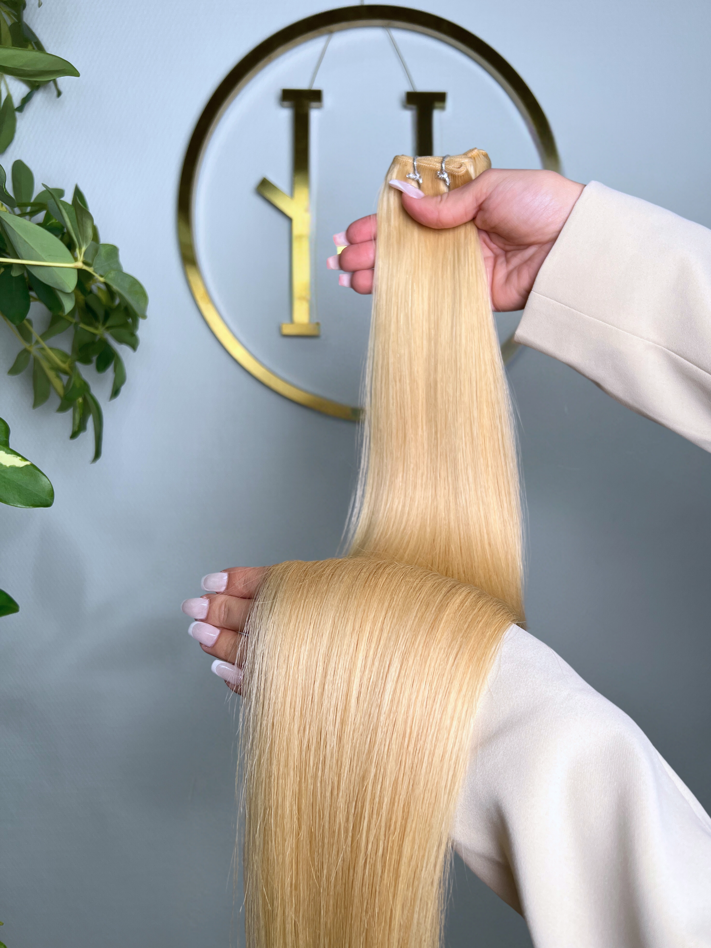 TRESSEN #CHAMPAGNE HELLBLOND GOLD RU GLATT CLASSIC WEFT ♡