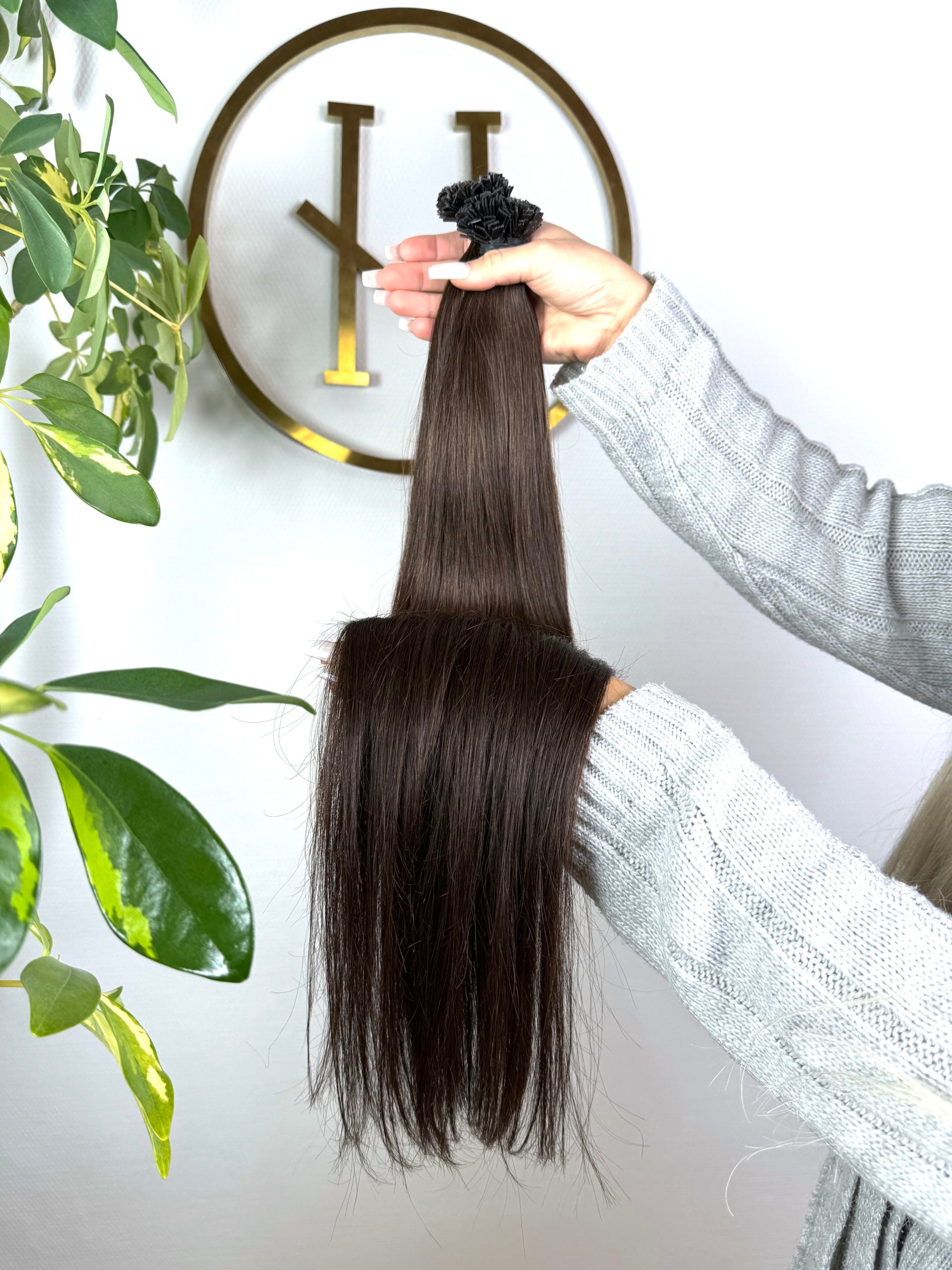 #2E DUNKELBRAUNE US WELLIGE KERATIN BONDINGS 65CM ♡