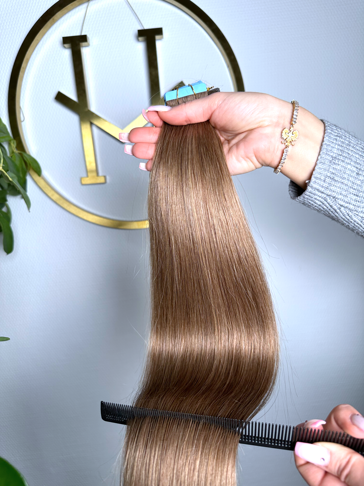 #5A KÜHLES HELLBRAUN  US WELLIGE TAPE EXTENSIONS 45CM♡