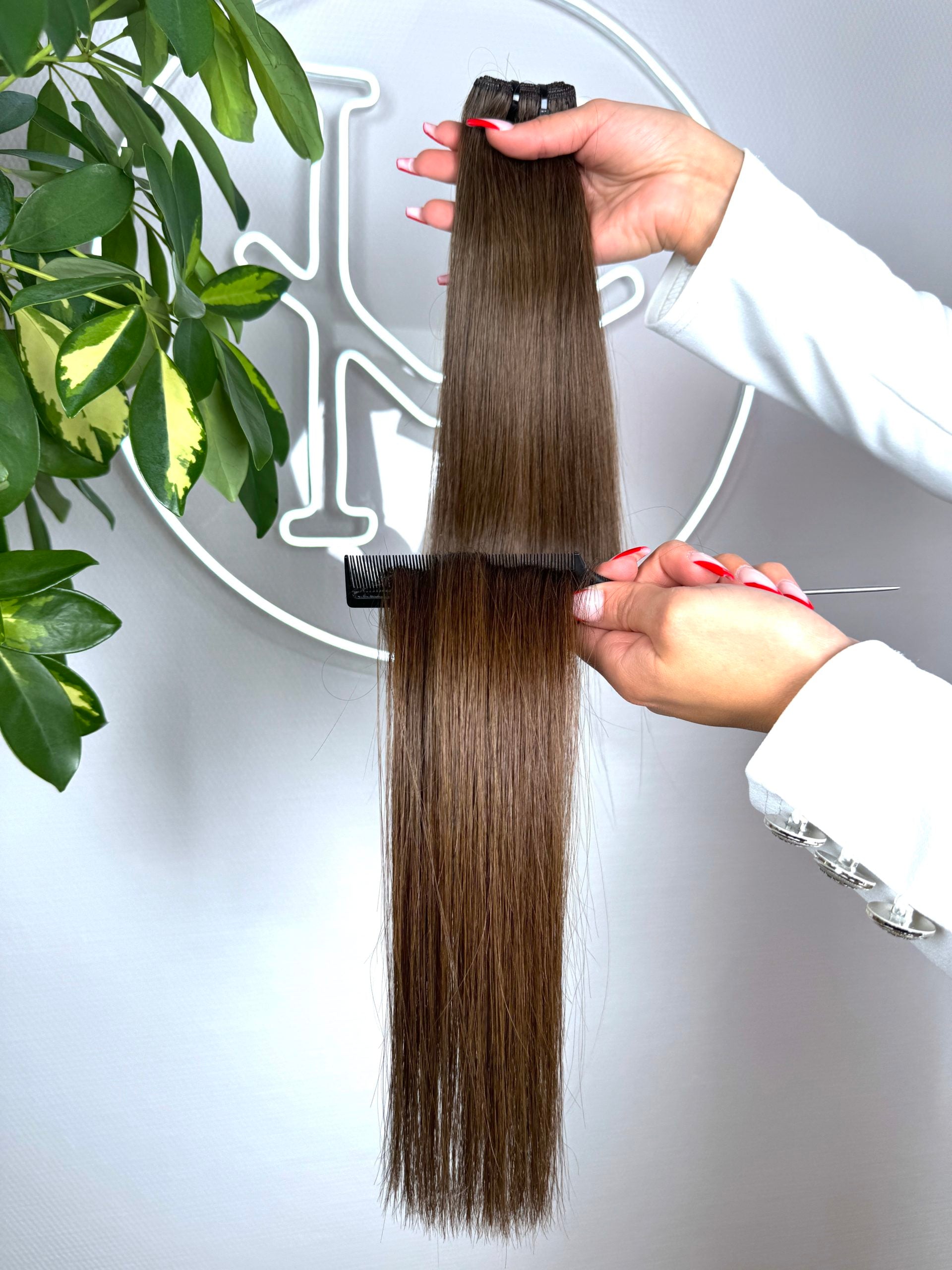 #4A MOKKABRAUNE US WELLIGE TRESSEN CLASSIC ECHTHAAR  65CM ♡