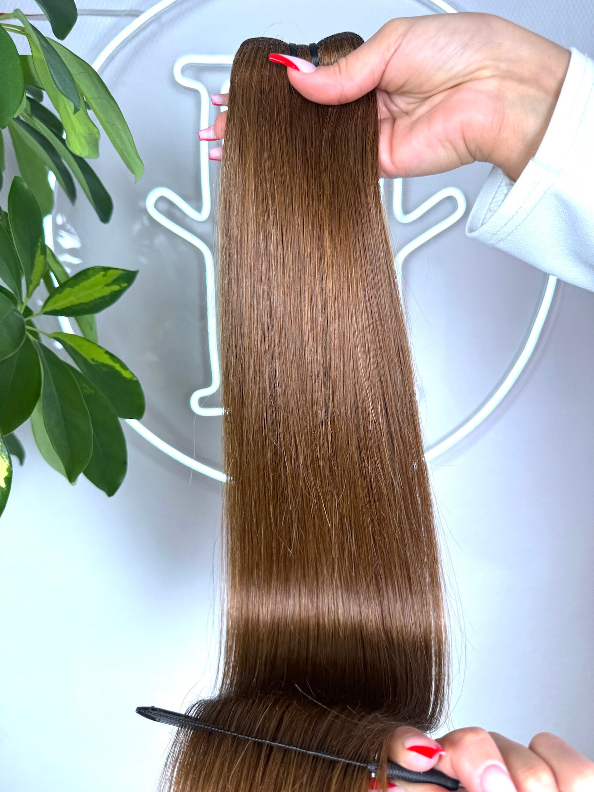 #4 HELLES SCHOKOLADENBRAUN US WELLIGE TRESSEN CLASSIC ECHTHAAR  65CM ♡
