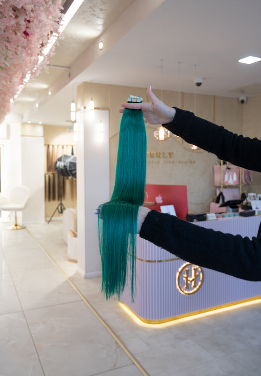 #GRÜN US WELLIGE TAPE EXTENSIONS 65CM ♡