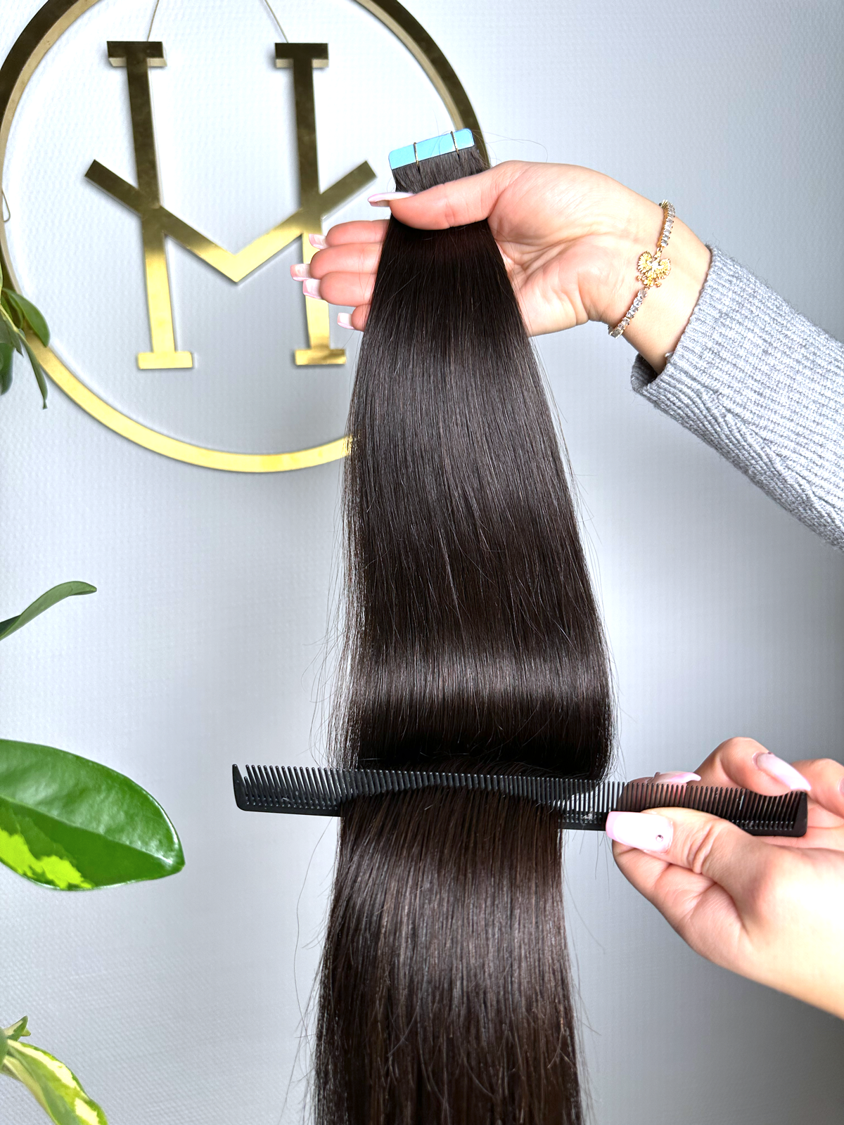#2E DUNKELBRAUNE US WELLIGE TAPE EXTENSIONS 55CM ♡