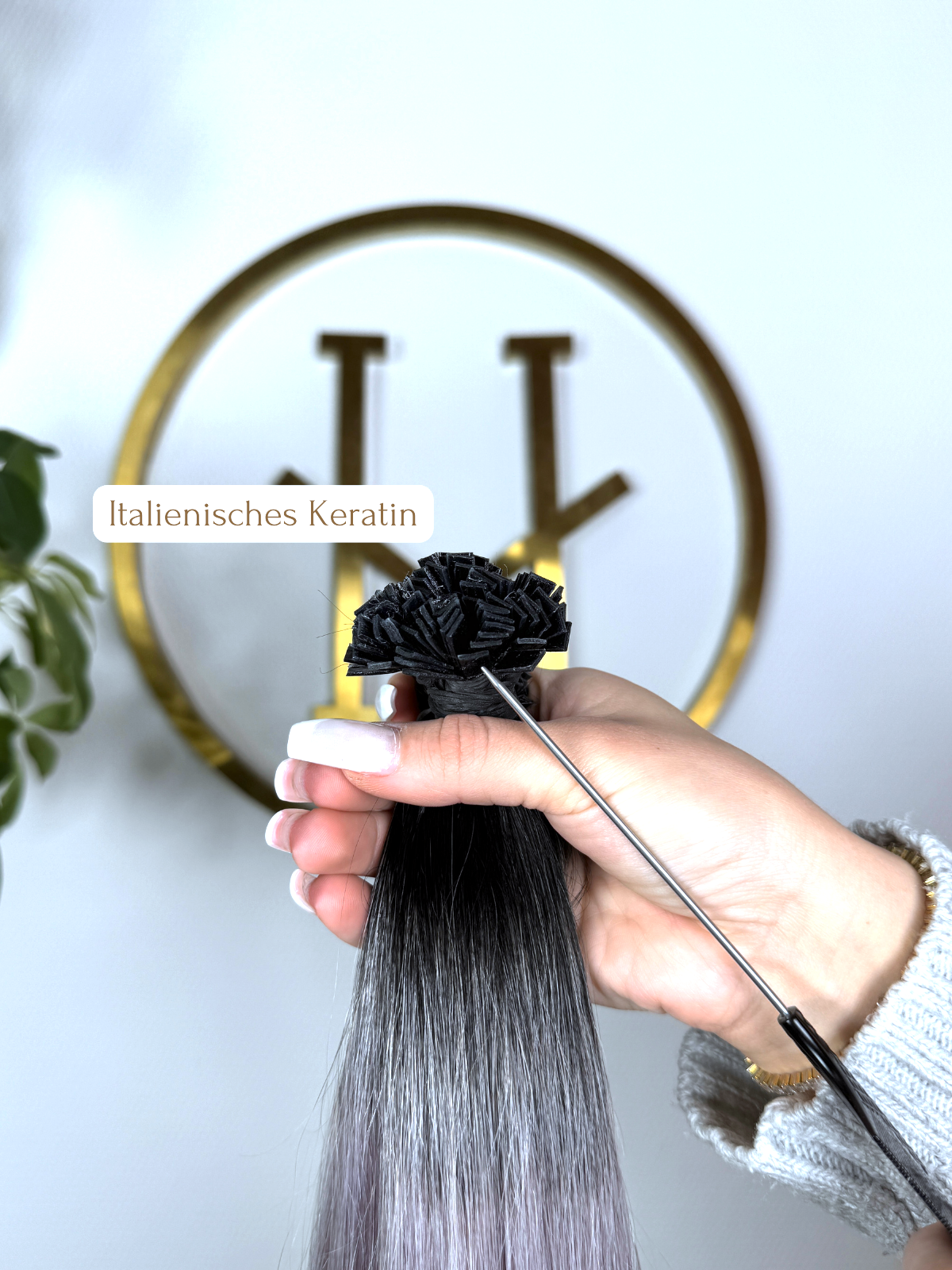 #NATURAL/GREY KERATIN BONDINGS GRAU OMBRÉ 65CM