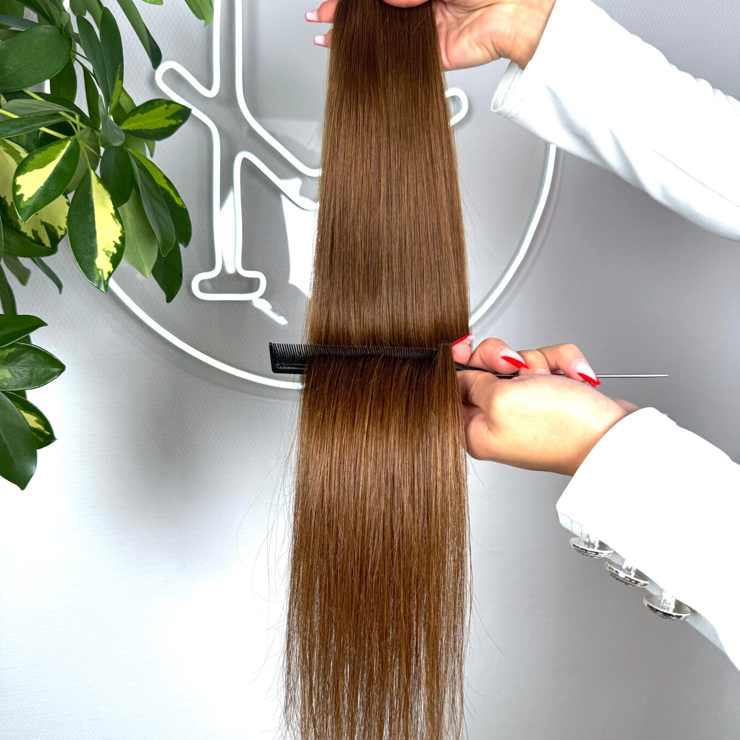 #6 HASELNUSSBRAUN US WELLIGE GENIUS TRESSEN ECHTHAAR EXTENSIONS 65CM ♡