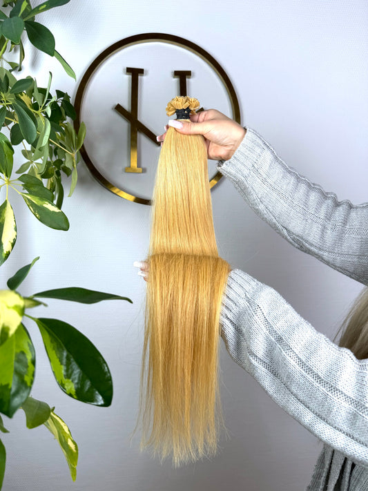 #10 HONIG BLOND US WELLIGE GENIUS TRESSEN ECHTHAAR EXTENSIONS 65CM ♡