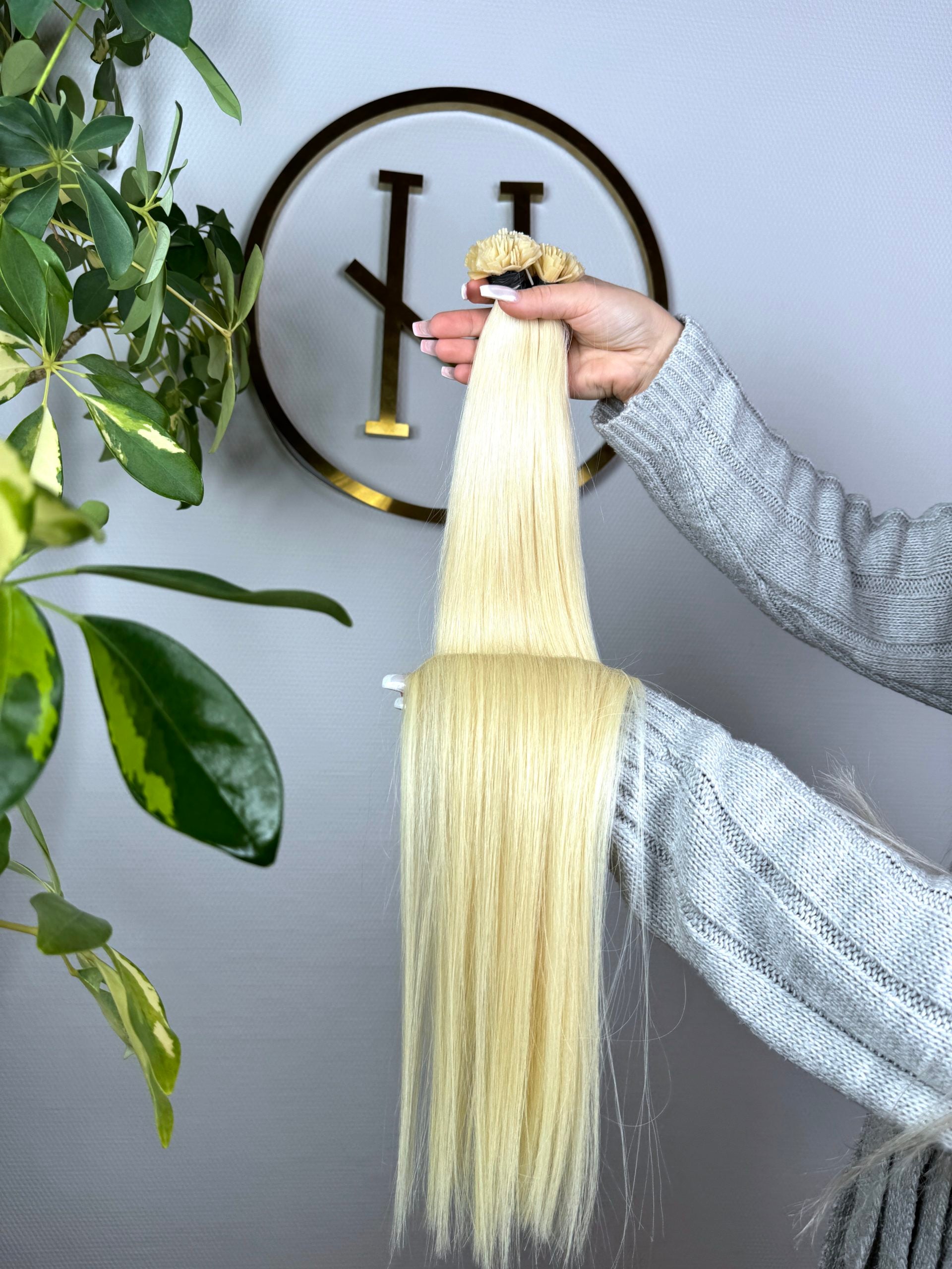 #60 PLATIN US WELLIGE KERATIN BONDINGS PLATINBLOND 65CM ♡