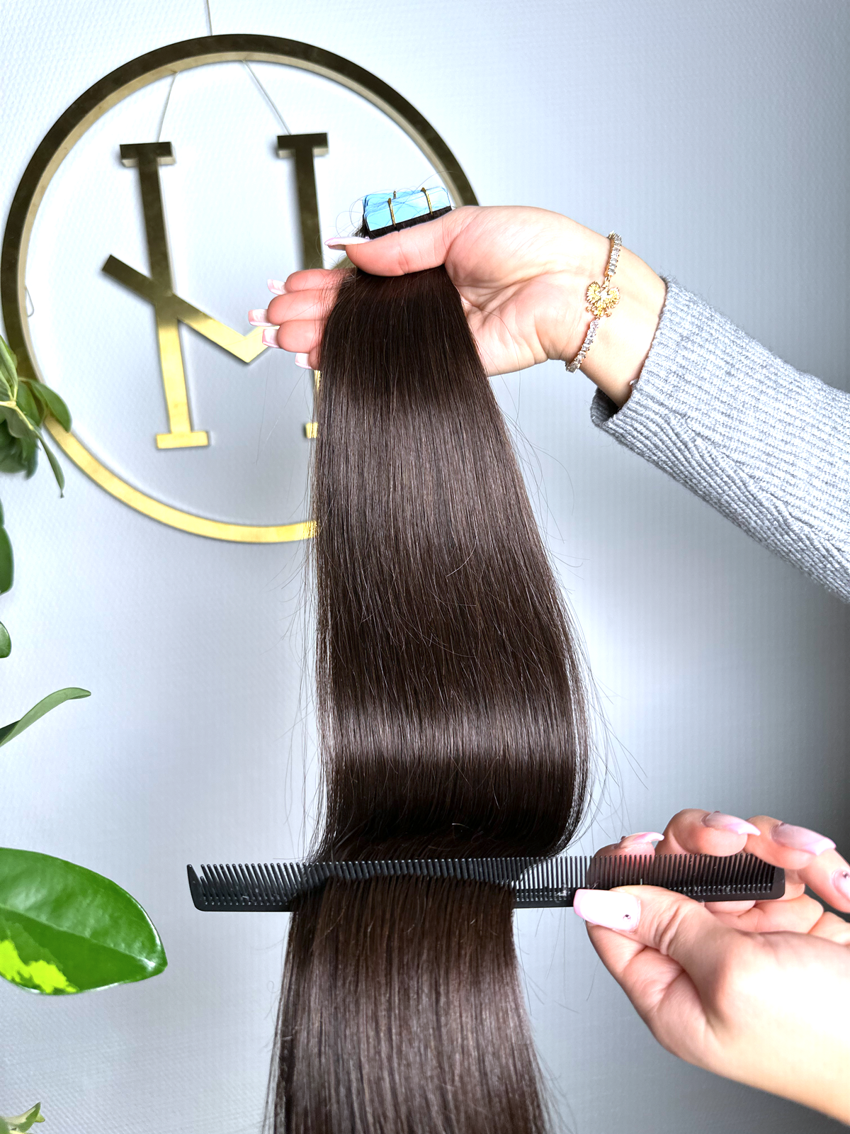 #2E DUNKELBRAUNE US WELLIGE TAPE EXTENSIONS 85CM ♡