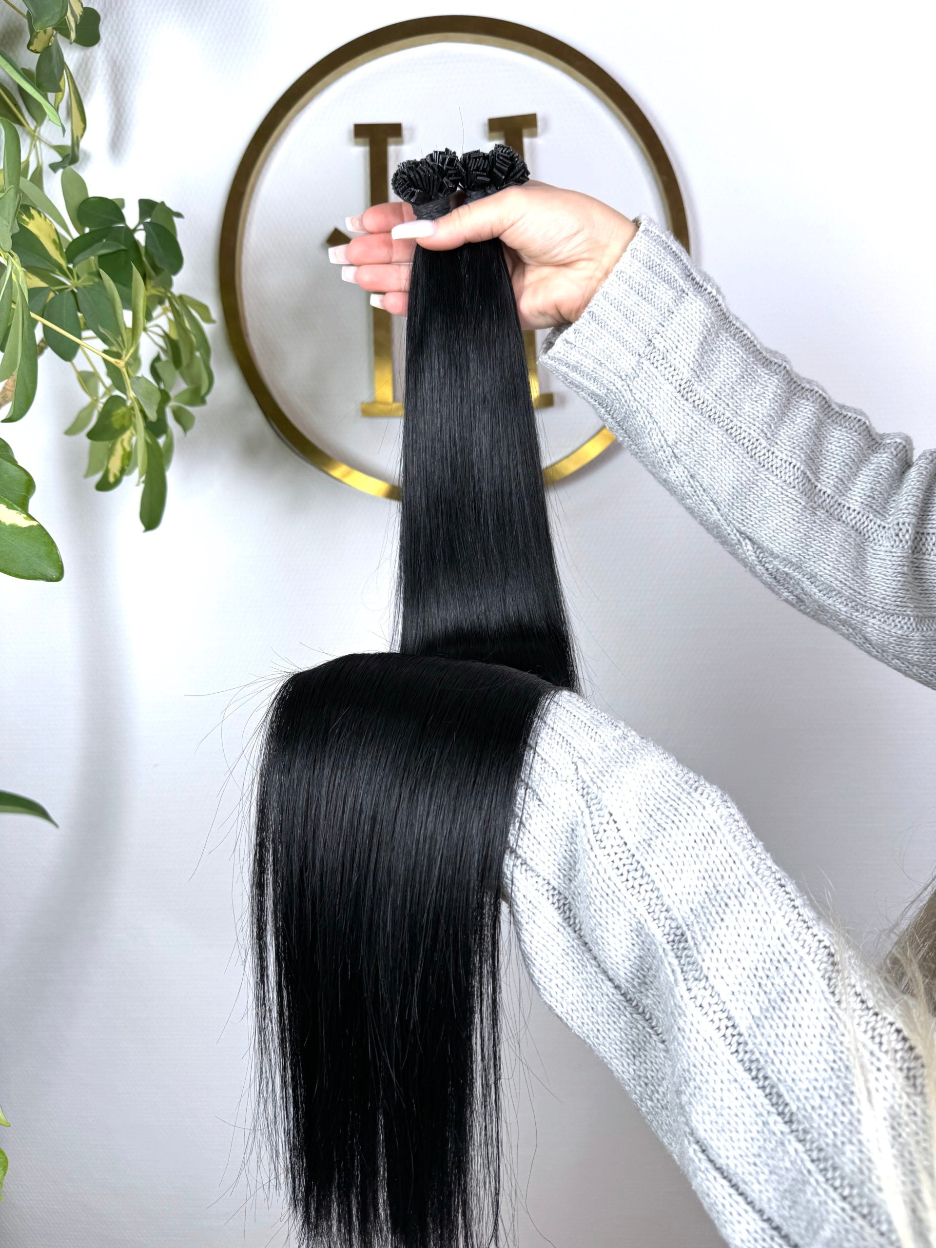 #1A SCHWARZ  US WELLIGE KERATIN BONDINGS SCHWARZE 65CM ♡