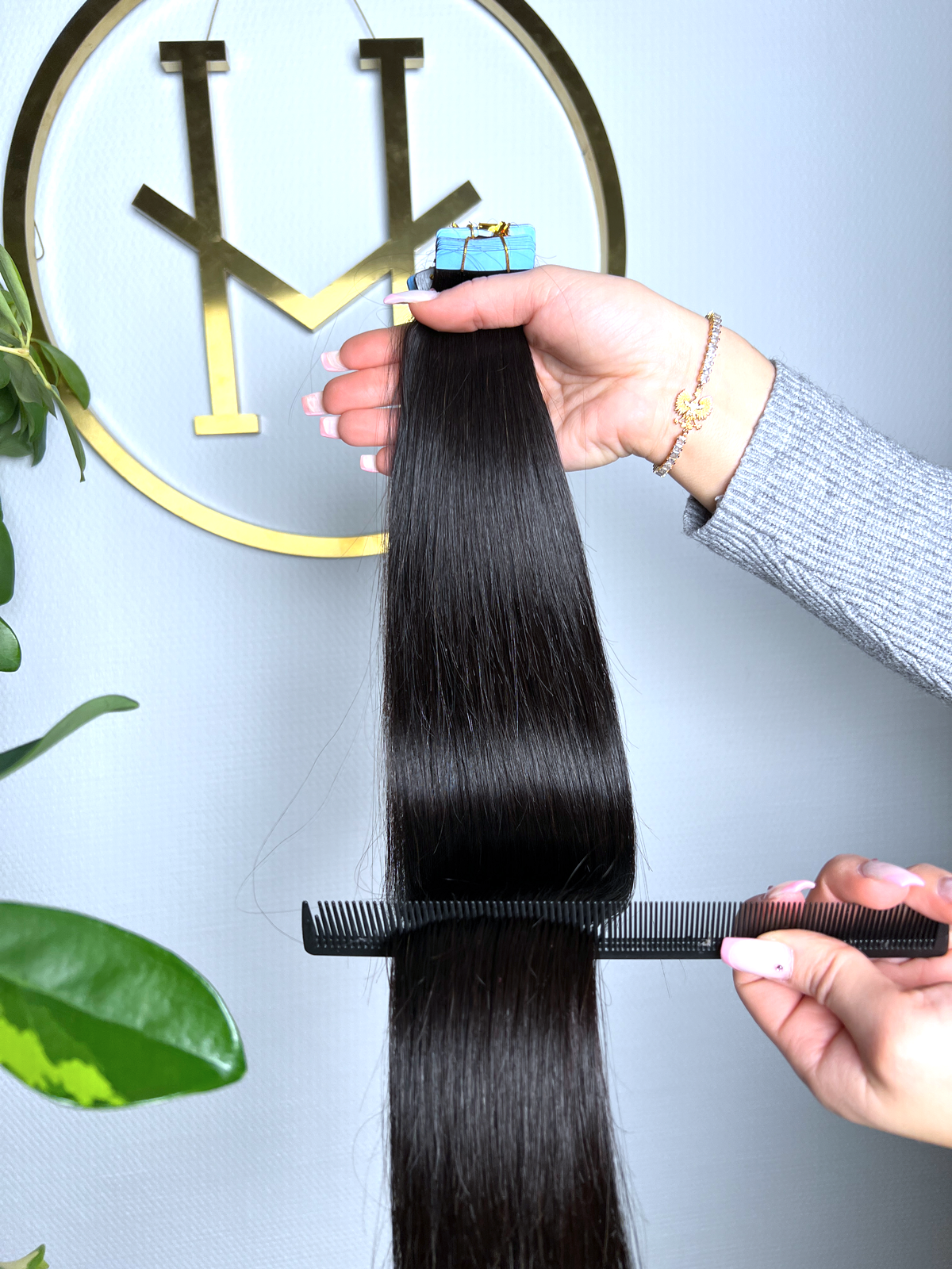 #NATURAL SCHWARZBRAUNE  US WELLIGE TAPE EXTENSIONS 55CM ♡