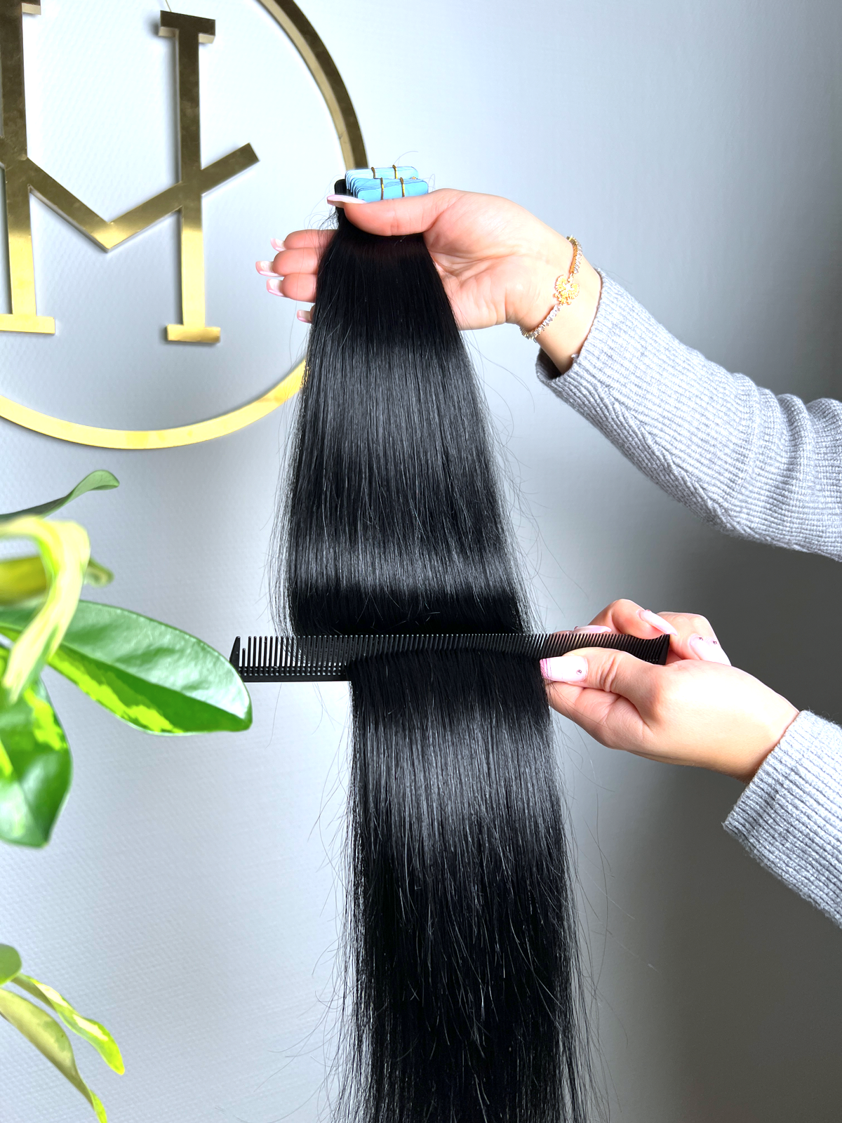 #1A SCHWARZE TAPE EXTENSIONS 45CM ♡