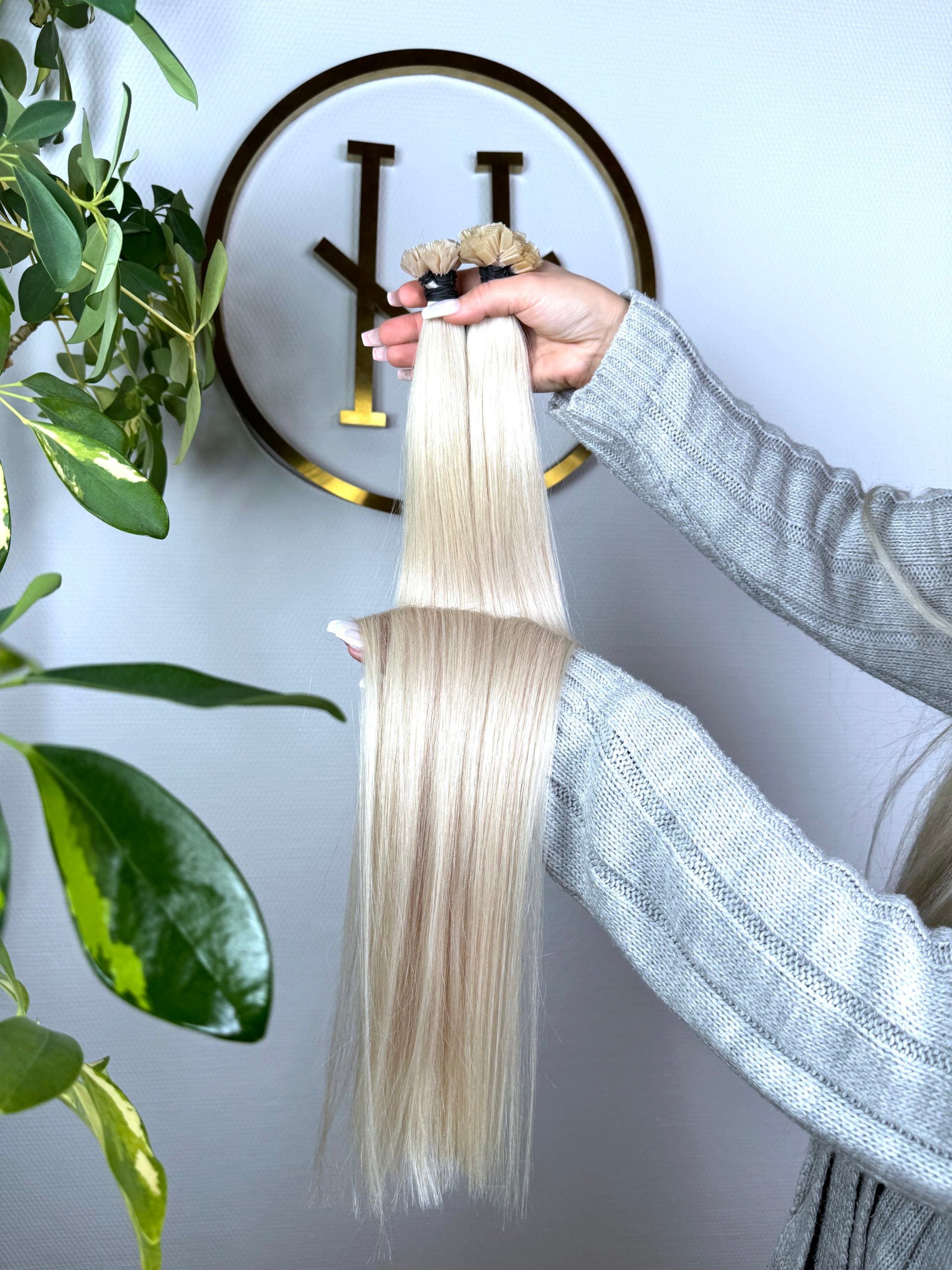 #PEARL WHITE US WELLIGE KERATIN BONDINGS WEIßBLOND 65CM ♡