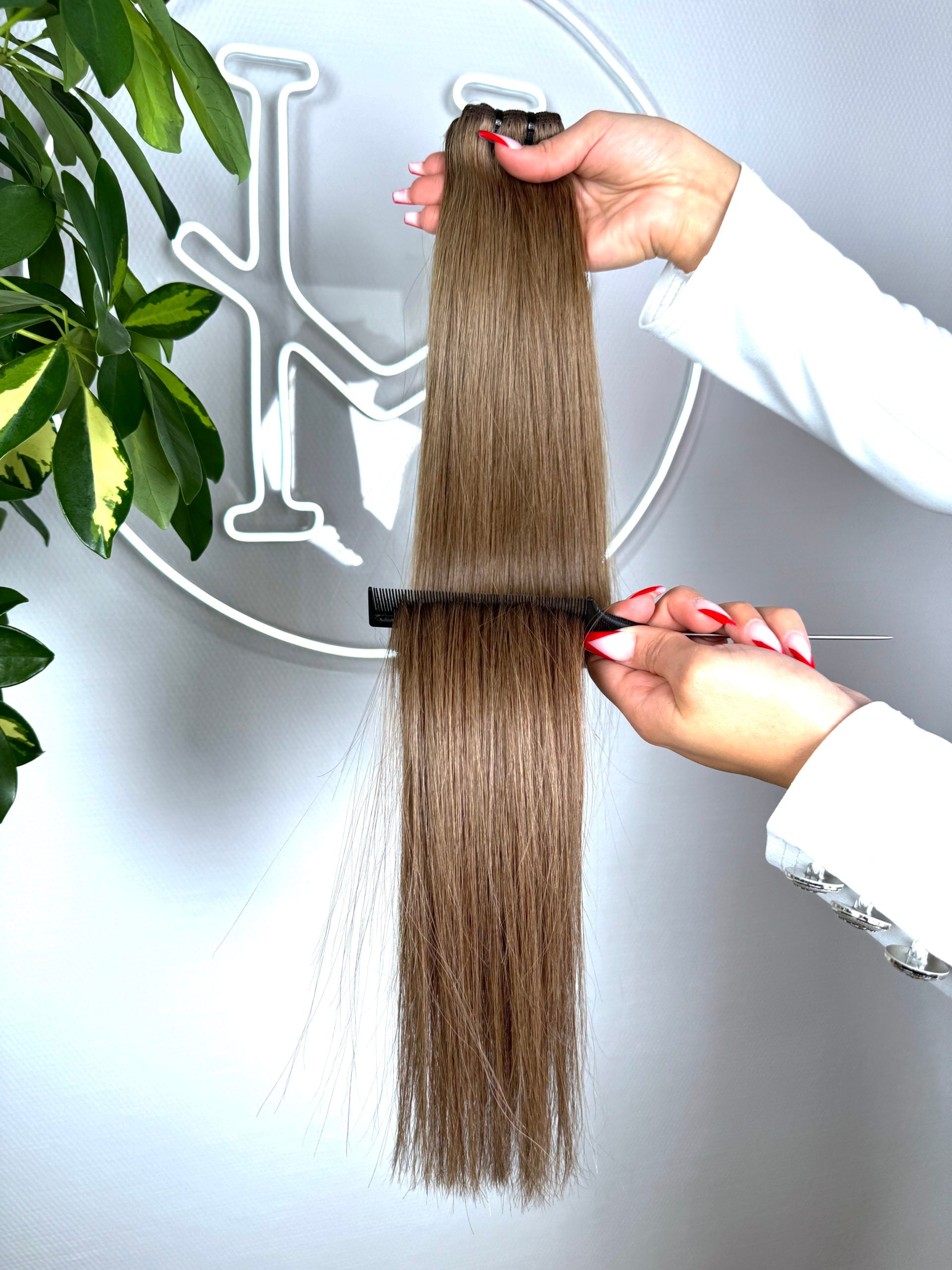 #5A HELLBRAUNE US WELLIGE TRESSEN CLASSIC ECHTHAAR  65CM ♡