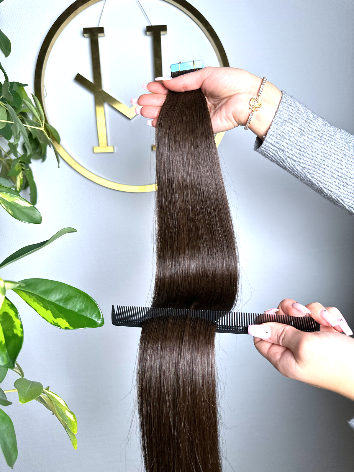 #2A ASCHBRAUNE  US WELLIGE TAPE EXTENSIONS 55CM ♡