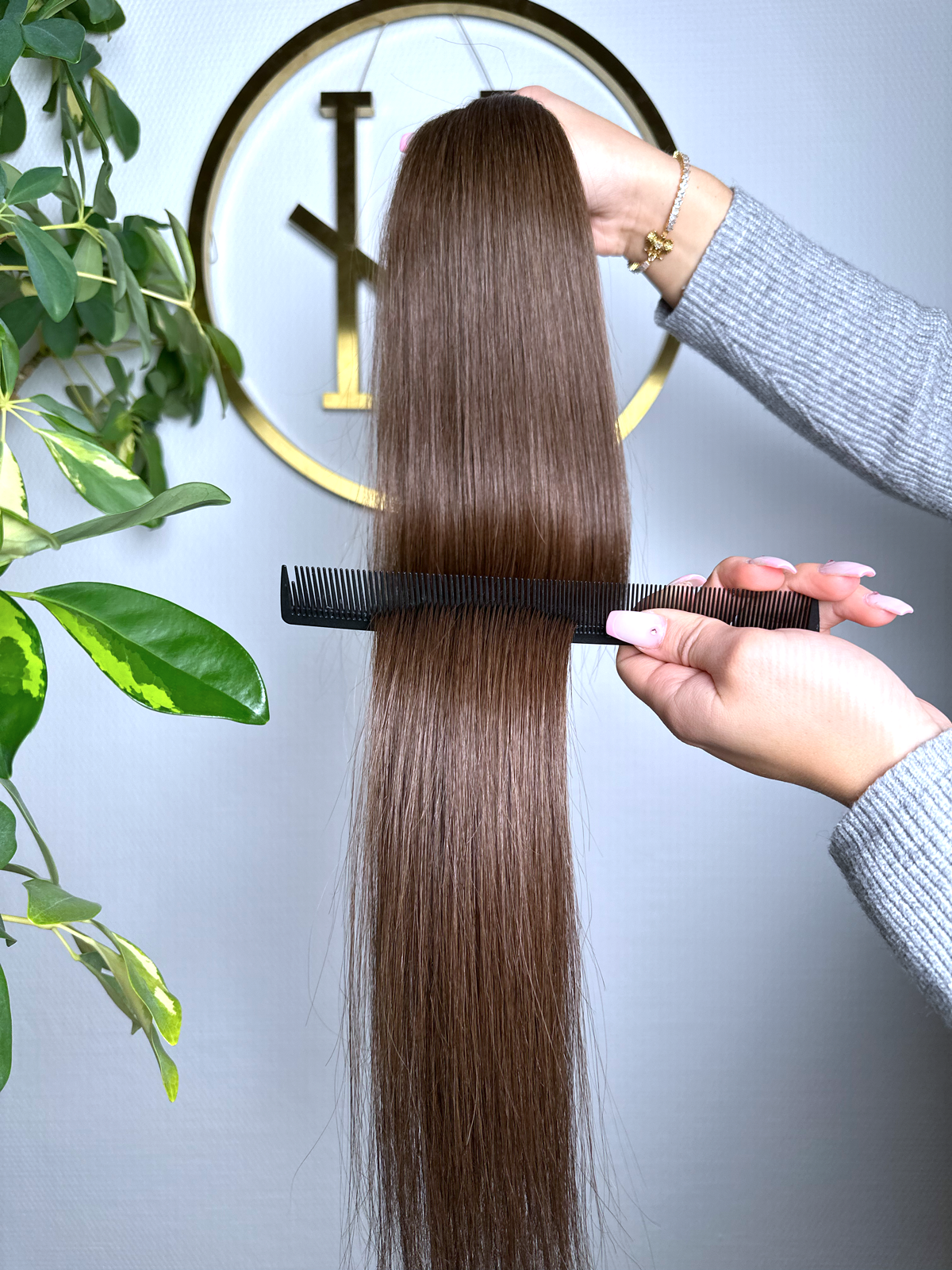 #3A KÜHLES  MITTELBRAUN US WELLIGE TAPE EXTENSIONS 65CM ♡