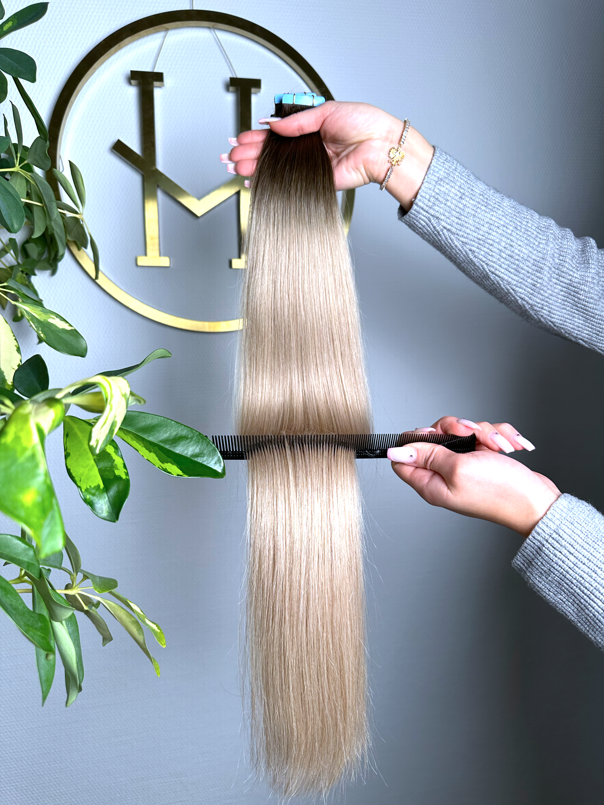 #2T18A OMBRÉ KÜHLES BLOND US WELLIGE TAPE EXTENSIONS 65CM ♡
