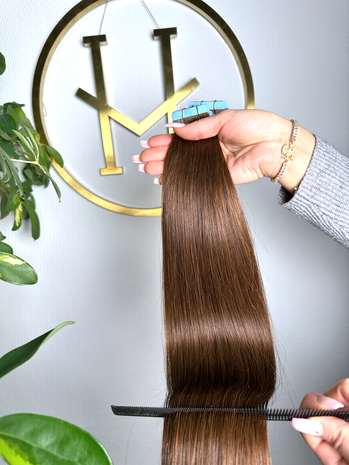#4 SAMTBRAUNE US WELLIGE 65CM  TAPE EXTENSIONS ♡