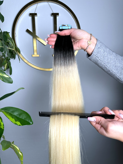 #1T613 PLATINBLOND OMBRÉ TAPE EXTENSIONS 55CM ♡