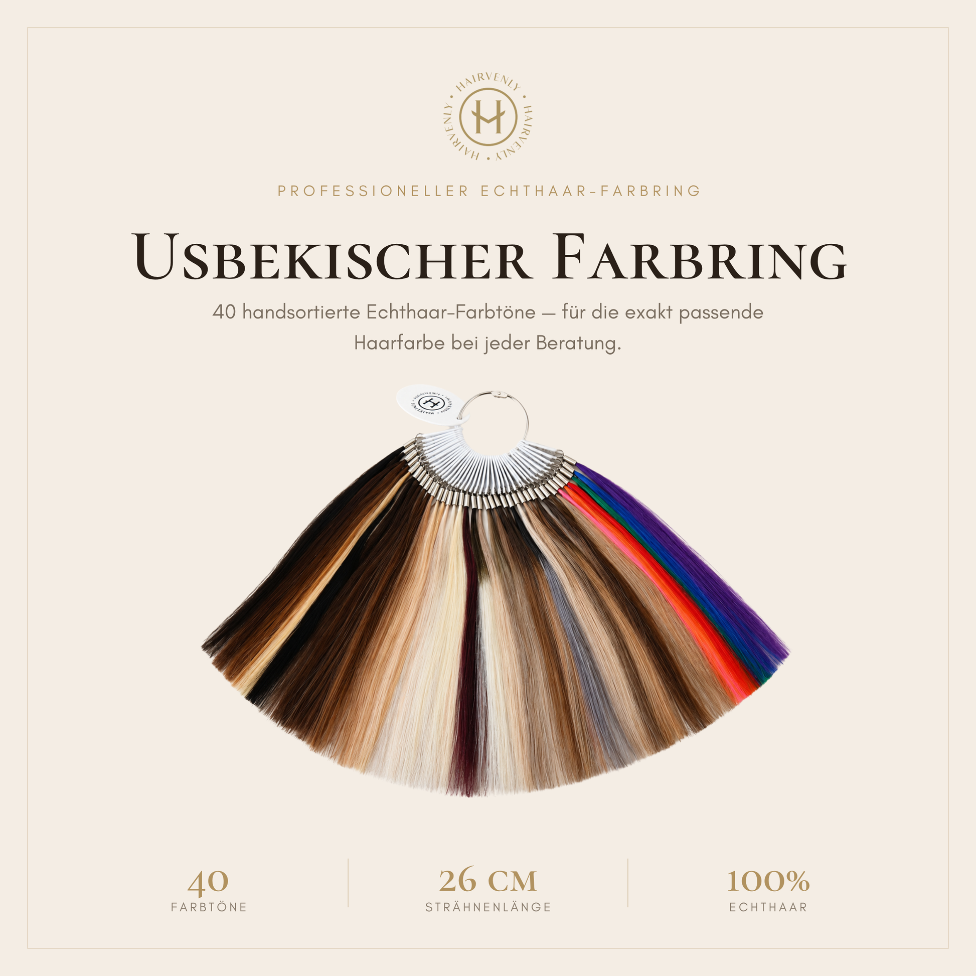 Usbekischer Echthaar-Farbring – 40 Premium-Farbtöne für professionelle Farbberatung - Hairvenly Zubehör