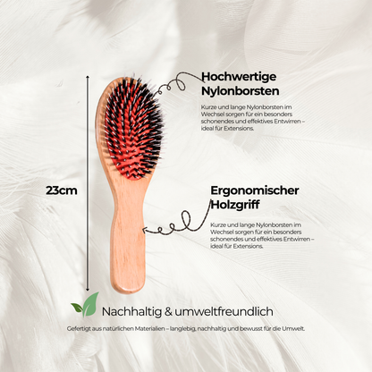 Extensions Bürste Holz für Haarverlängerung – Anti Frizz & entwirrend