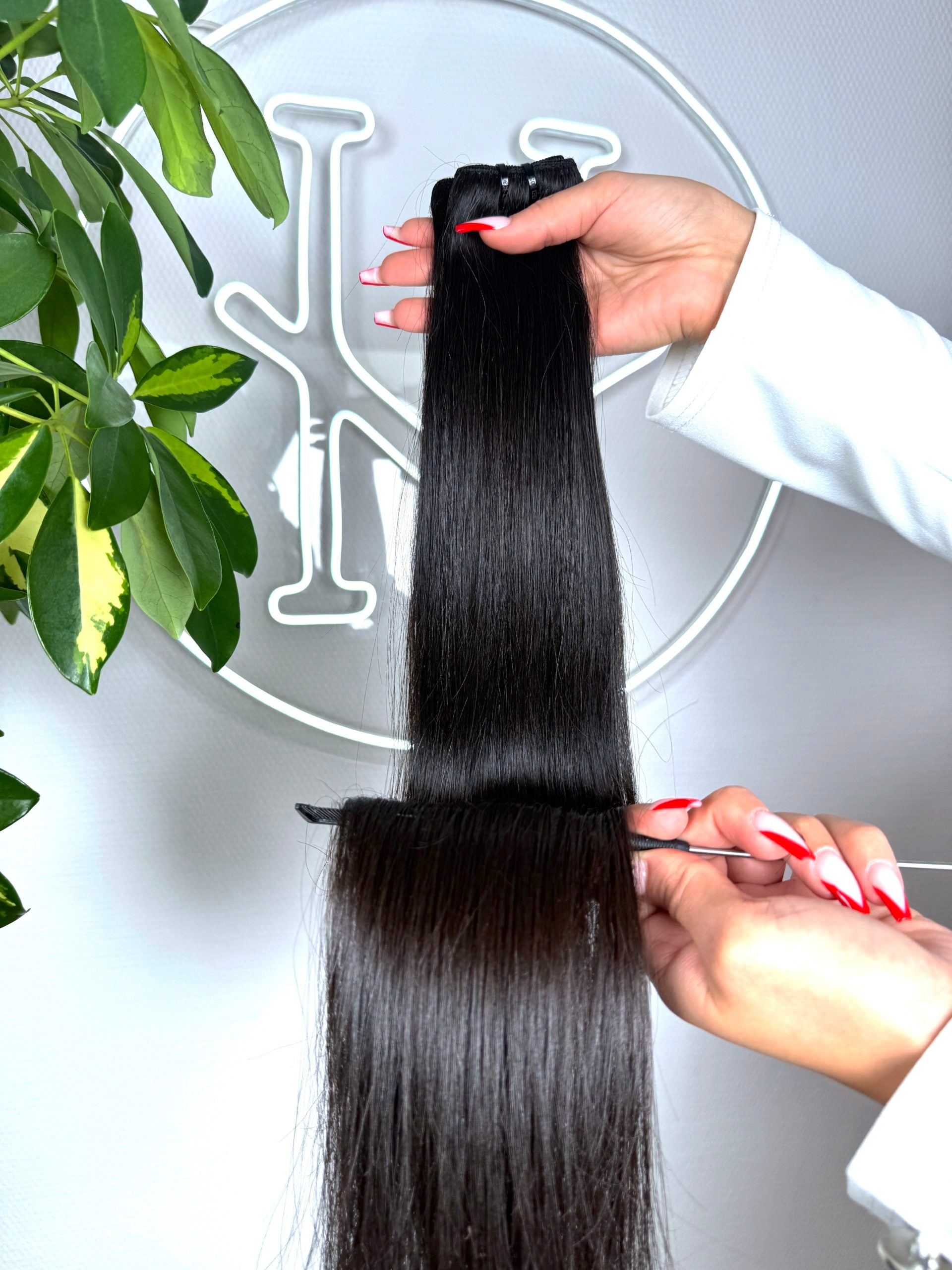 #NATURAL SCHWARZBRAUNE US WELLIGE TRESSEN CLASSIC ECHTHAAR  65CM ♡