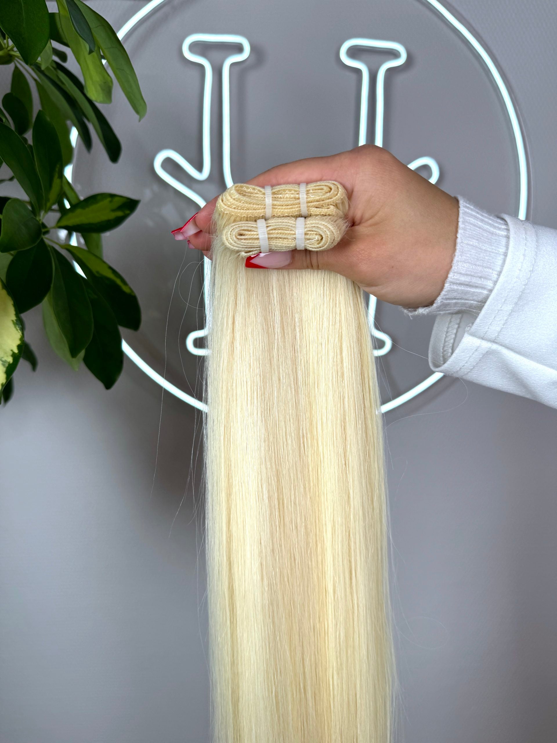 #60 PLATINBLONDE US WELLIGE TRESSEN CLASSIC ECHTHAAR  65CM ♡
