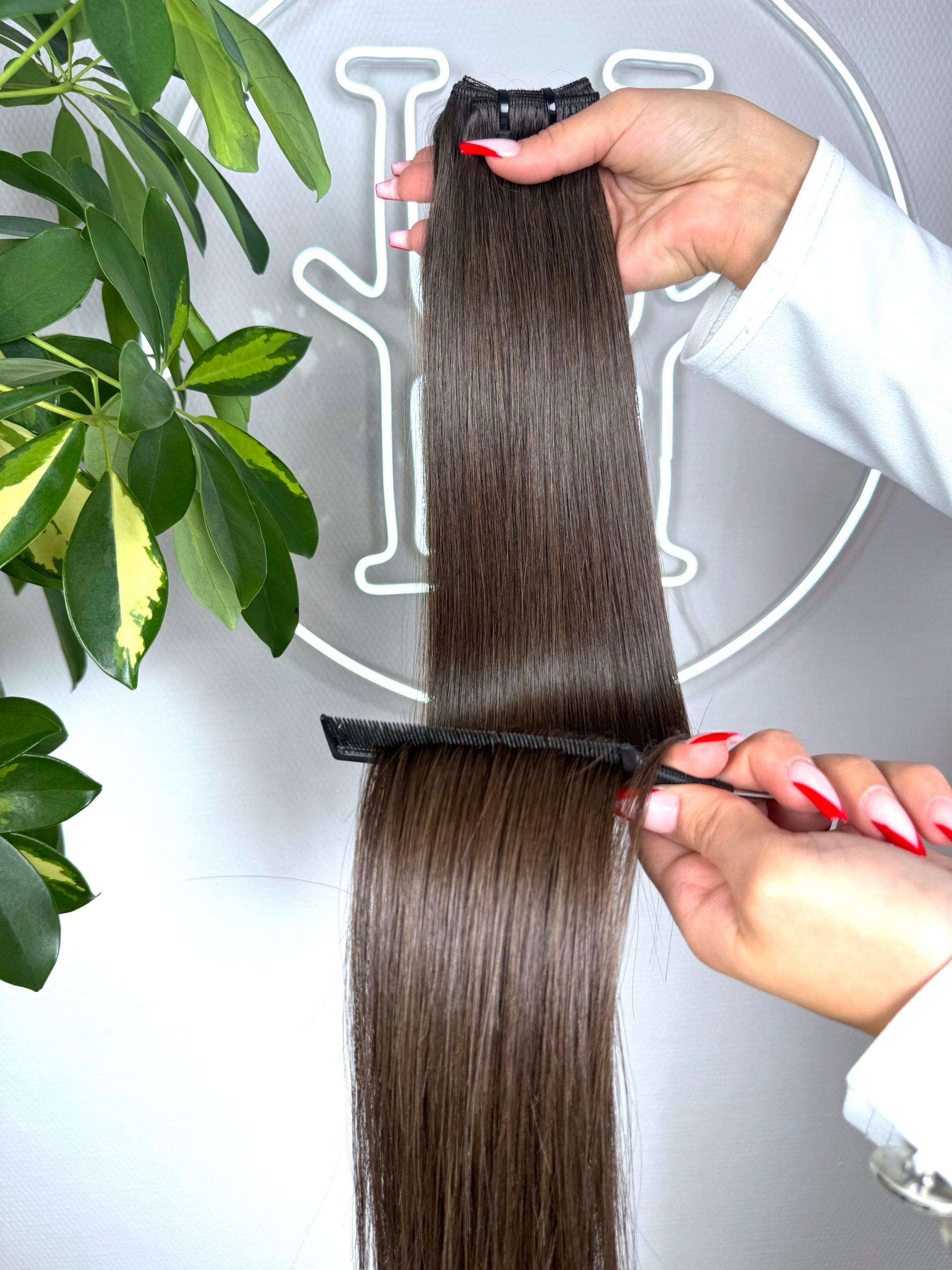 #2A ASCHBRAUNE US WELLIGE TRESSEN CLASSIC ECHTHAAR  65CM ♡