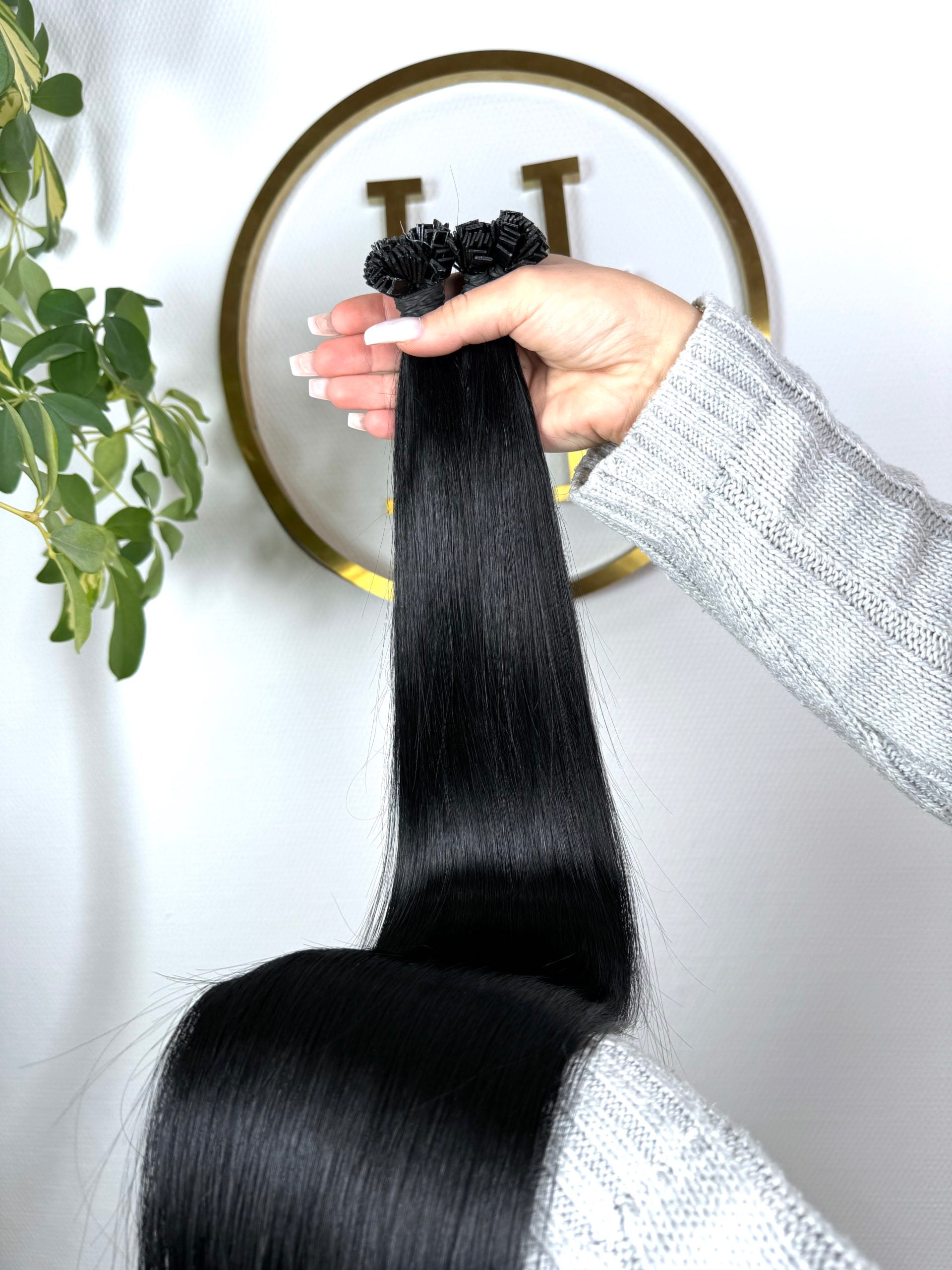 #1A SCHWARZ  US WELLIGE KERATIN BONDINGS SCHWARZE 65CM ♡