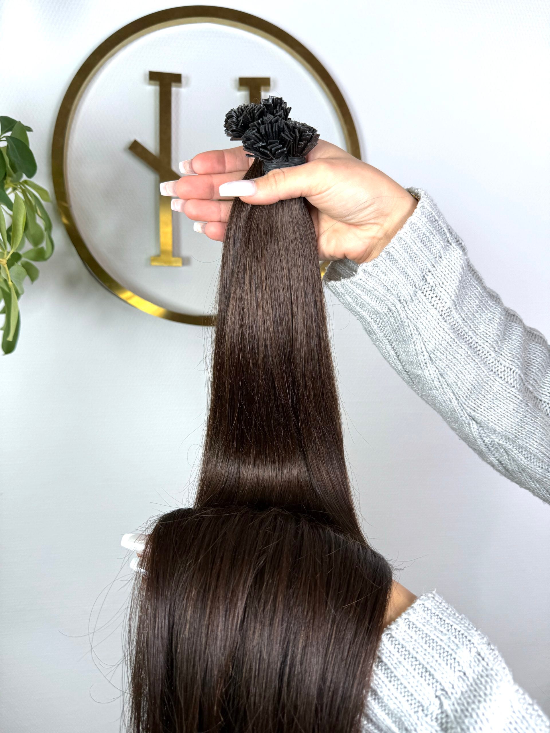 #2E DUNKELBRAUNE US WELLIGE KERATIN BONDINGS 65CM ♡