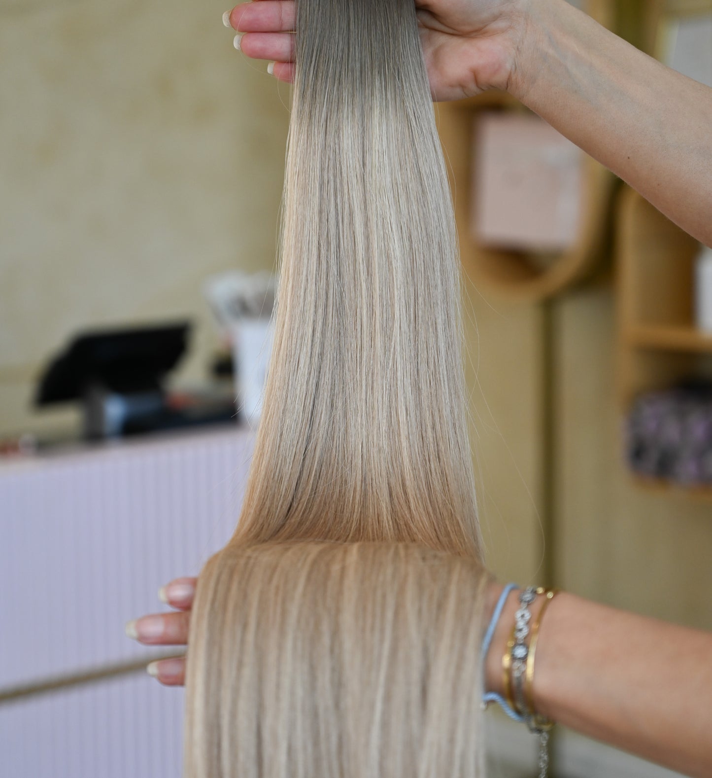 Latte Balayage | Echthaar Tressen – Invisible Butterfly, glatt (RU)