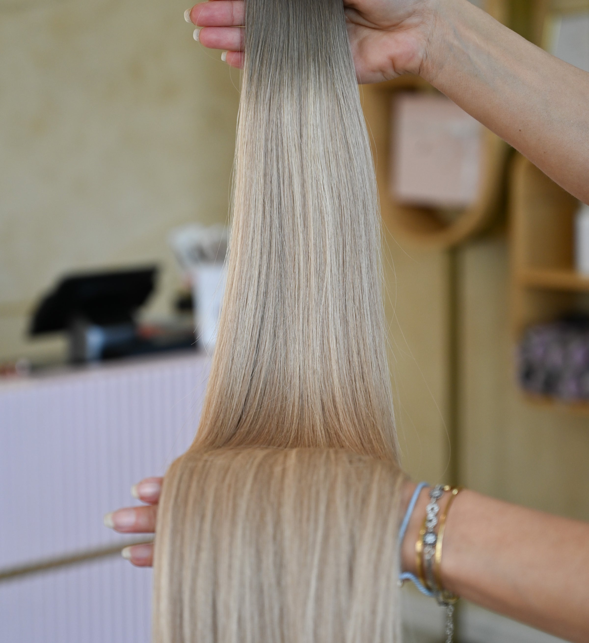 Latte Balayage | Echthaar Tressen – Invisible Butterfly, glatt (RU)