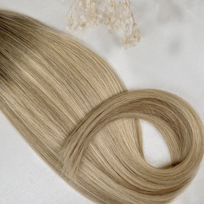 Latte Balayage | Echthaar Tressen – Invisible Butterfly, glatt (RU)