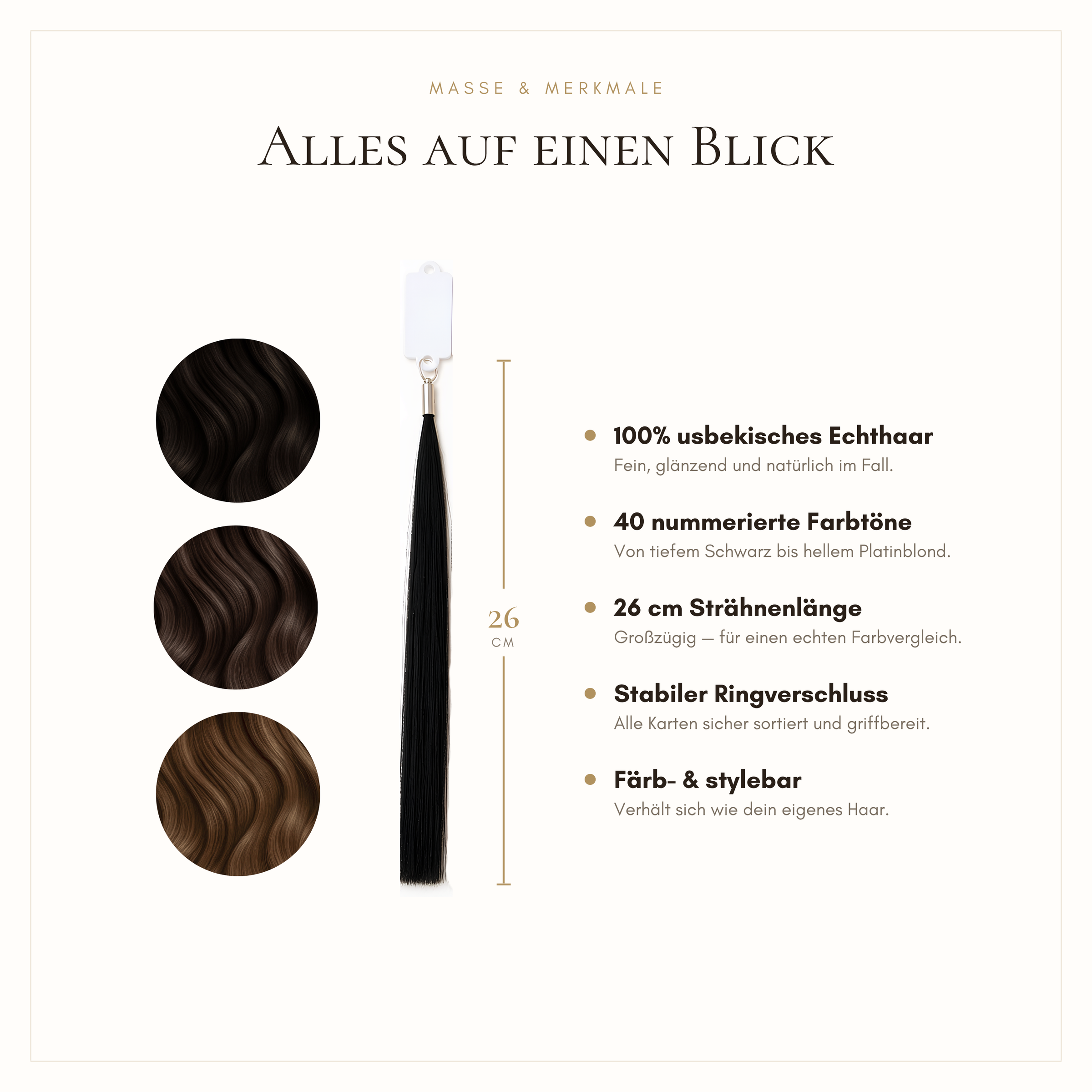 Usbekischer Echthaar-Farbring – 40 Premium-Farbtöne für professionelle Farbberatung - Hairvenly Zubehör