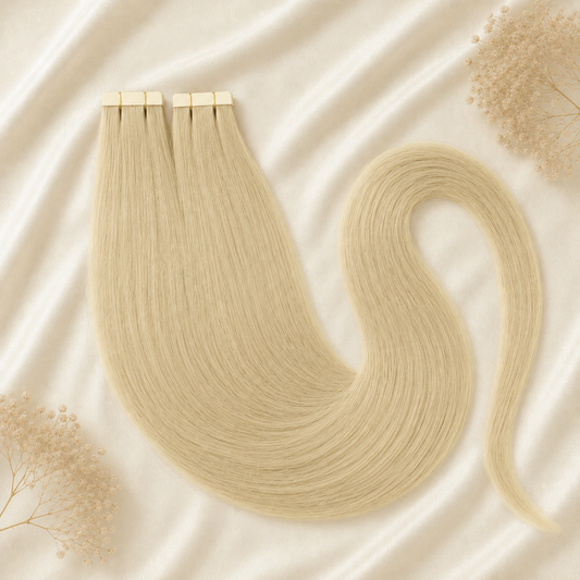 #Norvegian Kühles Blond | Echthaar Tape Extensions 55 cm | US Wellig ♡