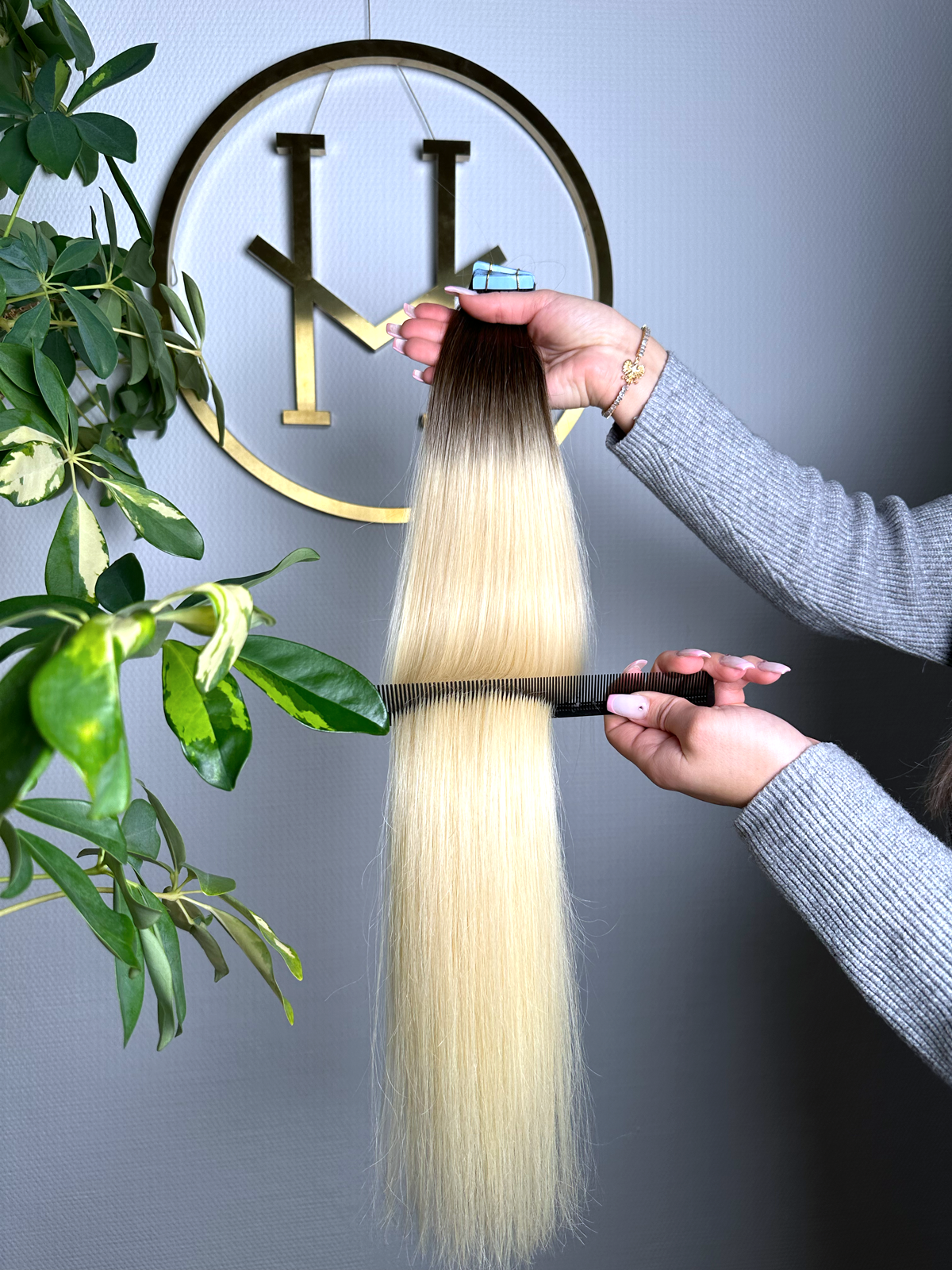 #2T613 PLATINBLOND OMBRÉ TAPE EXTENSIONS 45CM ♡