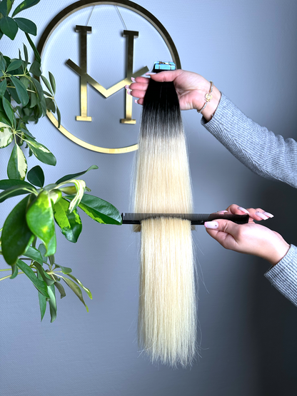 #1T613 PLATINBLOND OMBRÉ TAPE EXTENSIONS 65CM ♡