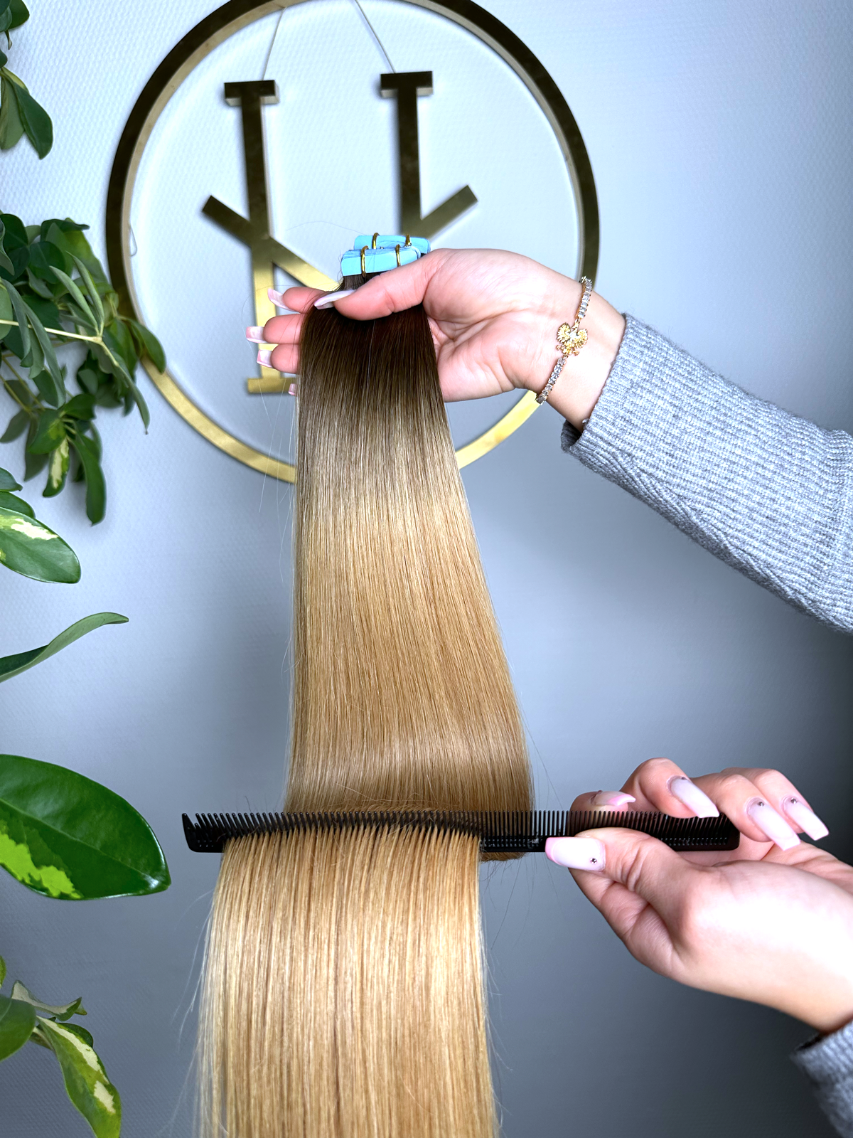 #2T14A DUNKELBLOND OMBRÉ US WELLIGE TAPE EXTENSIONS 65CM ♡