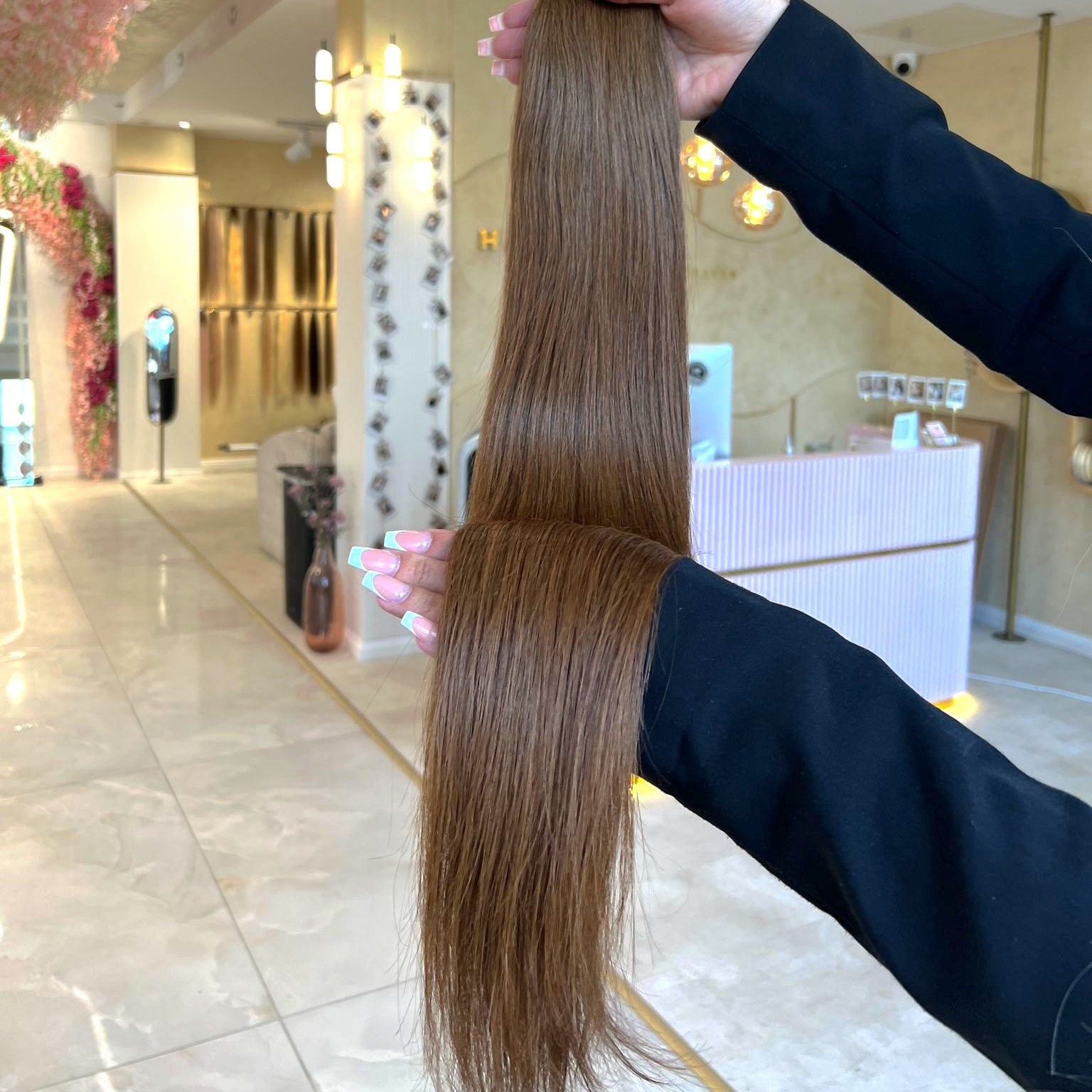 #6A REHBRAUN US WELLIGE GENIUS TRESSEN ECHTHAAR EXTENSIONS 65CM ♡