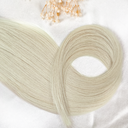 Pearl White | Echthaar Tressen – Invisible Butterfly, glatt (RU) ♡